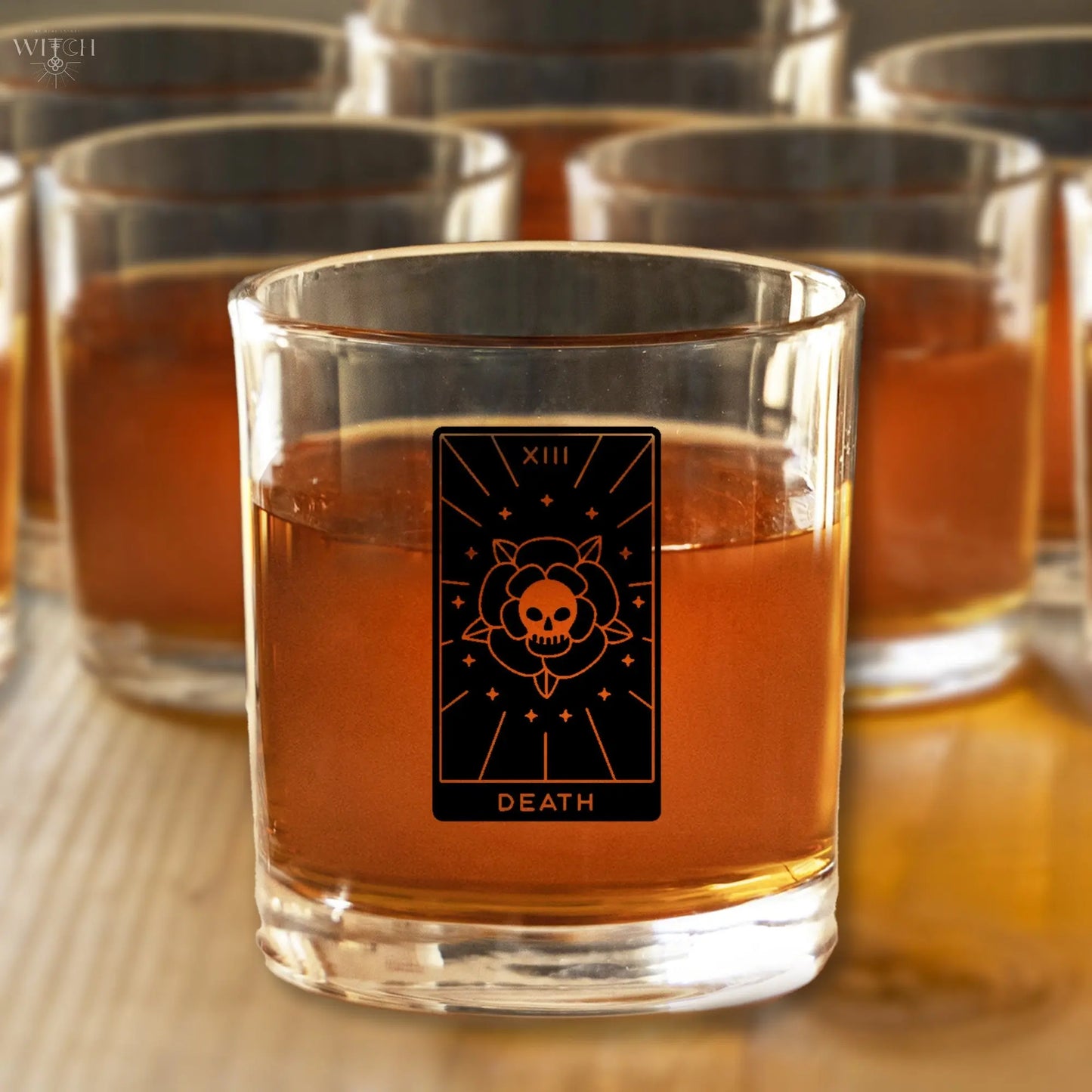 Death Tarot Card Etched Lowball Glass Quadra Marketplace