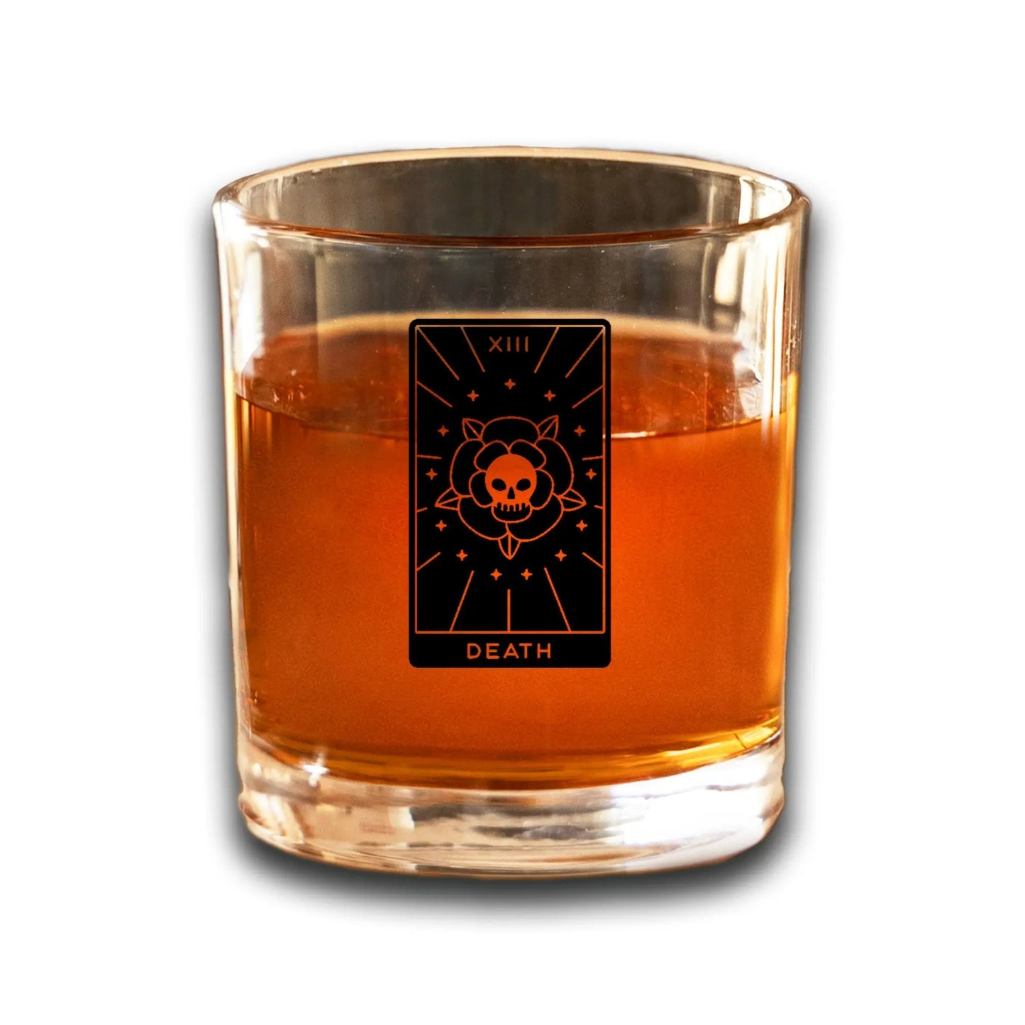 Death Tarot Card Etched Lowball Glass Quadra Marketplace