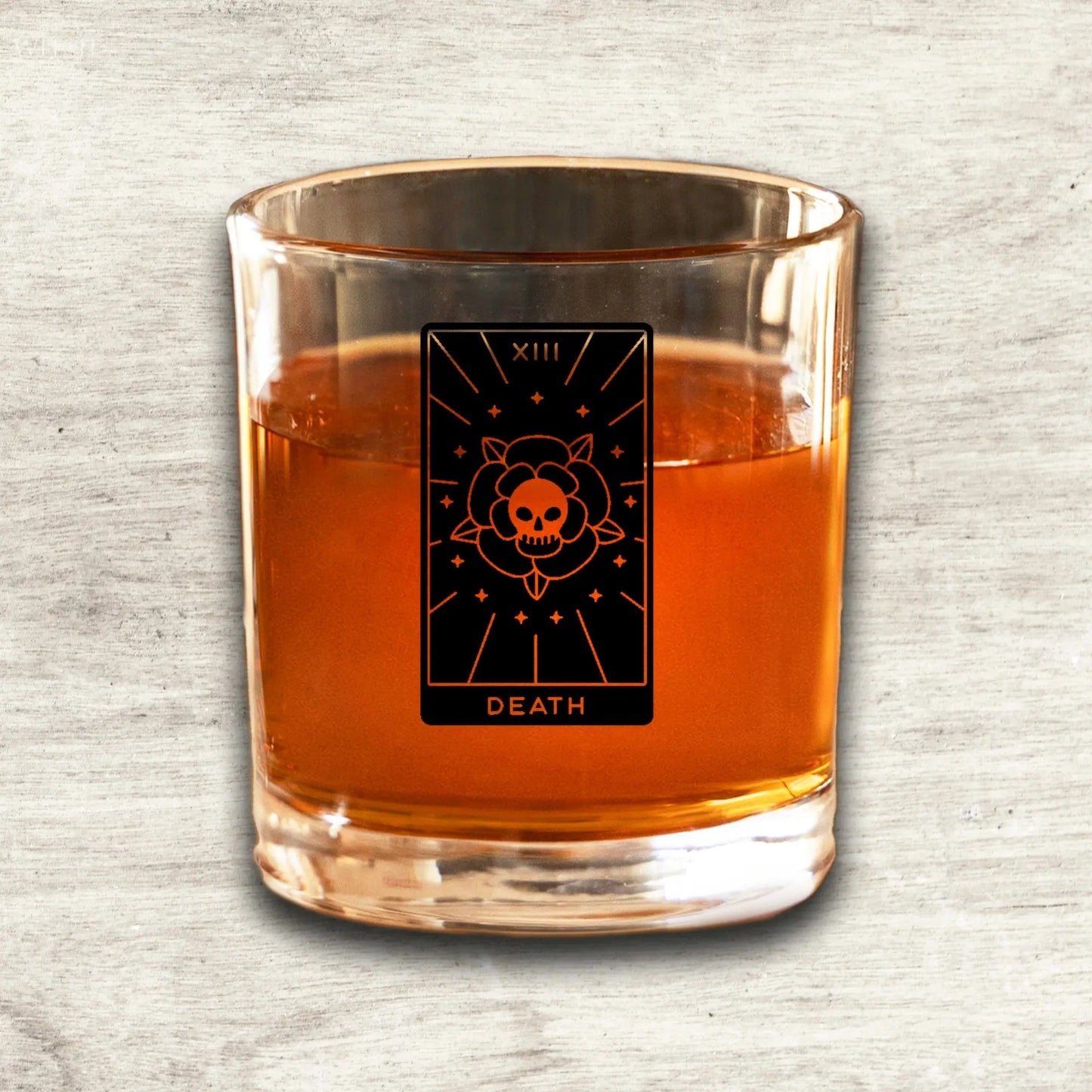 Death Tarot Card Etched Lowball Glass Quadra Marketplace