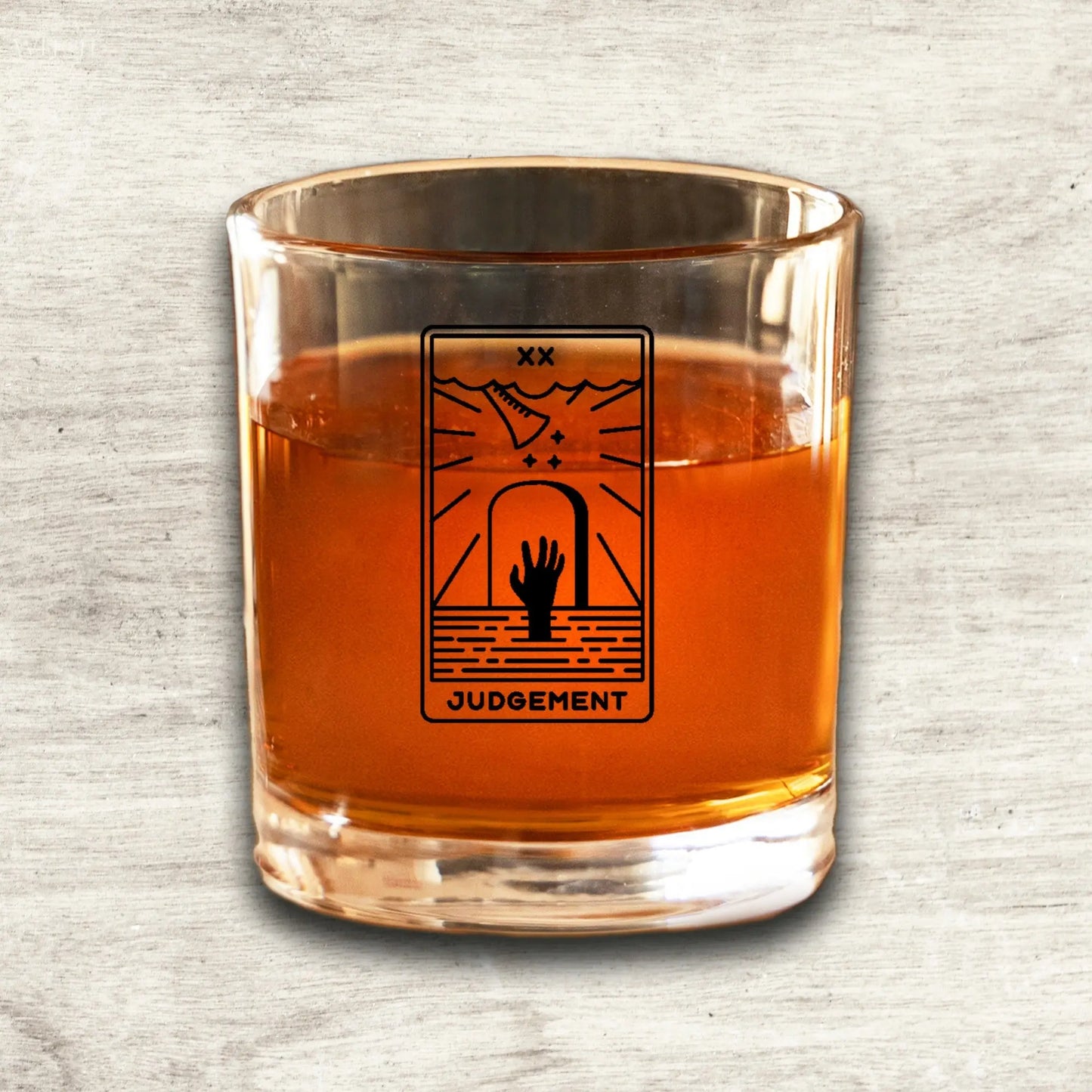 Judgement Tarot Card Etched Lowball Glass Quadra Marketplace