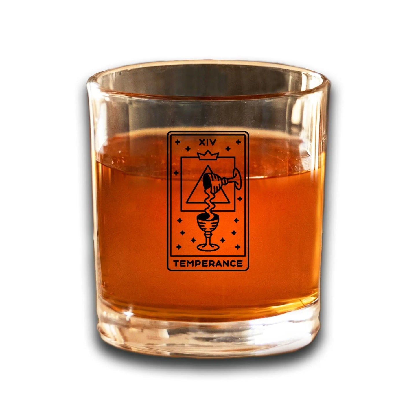 Temperance Tarot Card Etched Lowball Glass Quadra Marketplace