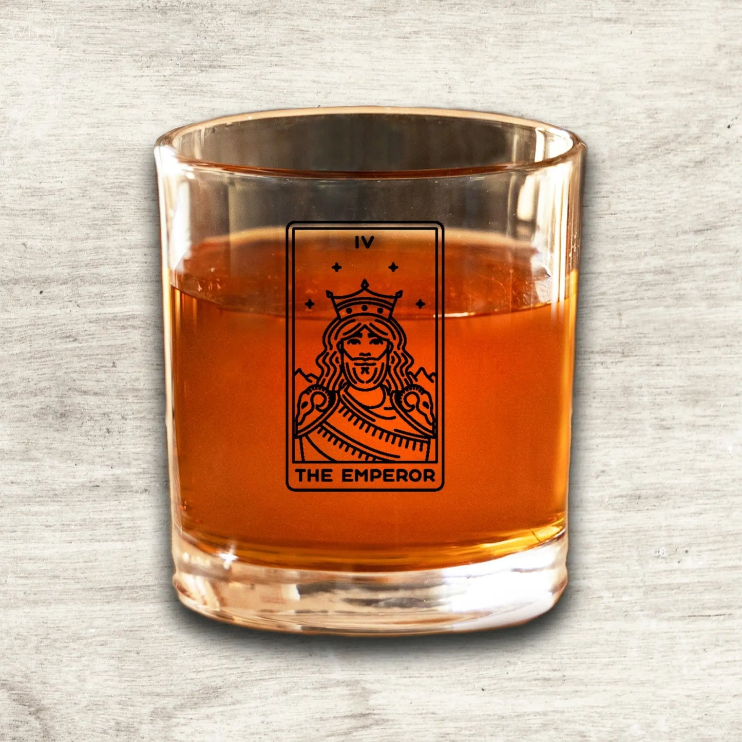 The Emperor Tarot Card Etched Lowball Glass Quadra Marketplace