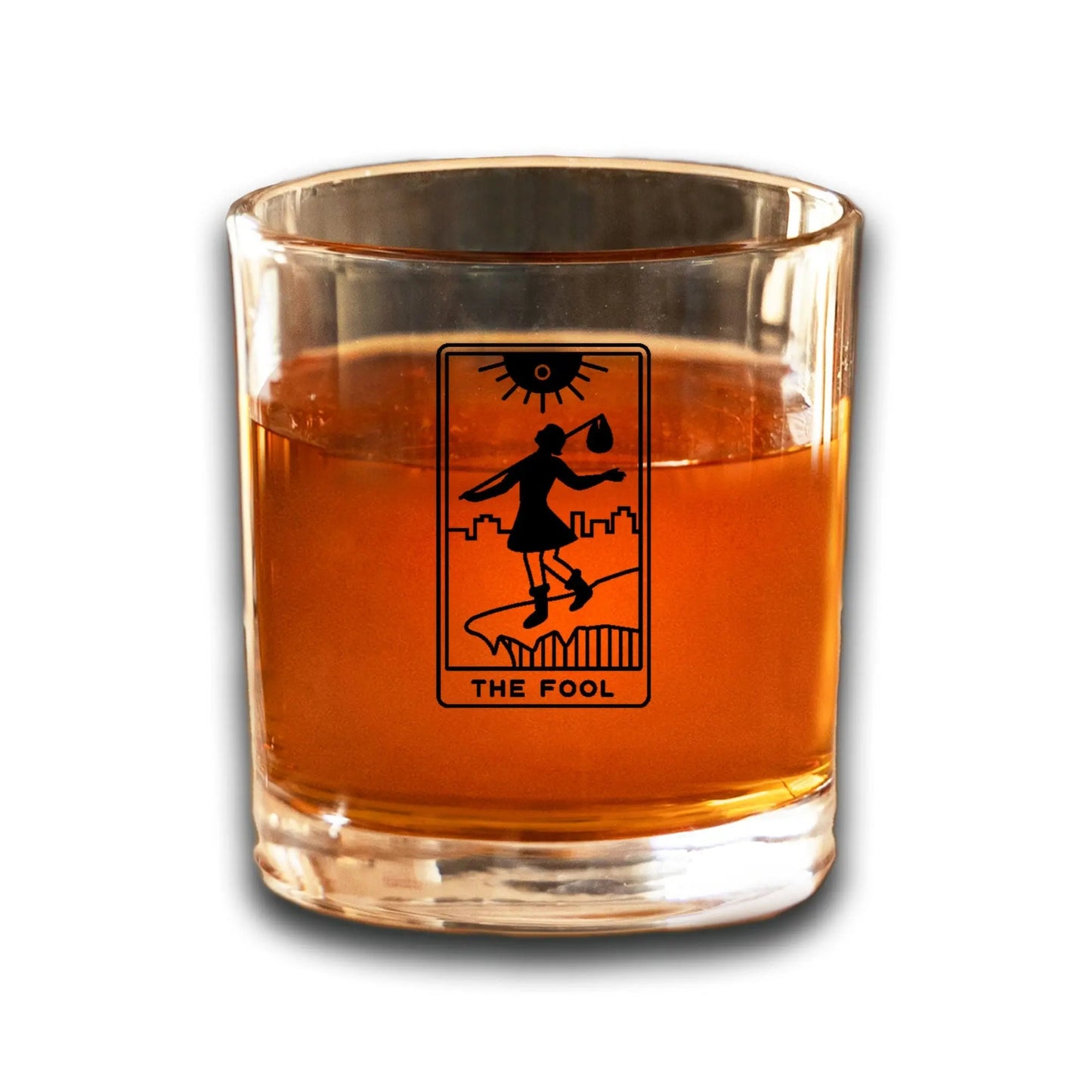 The Fool Tarot Card Etched Lowball Glass Quadra Marketplace