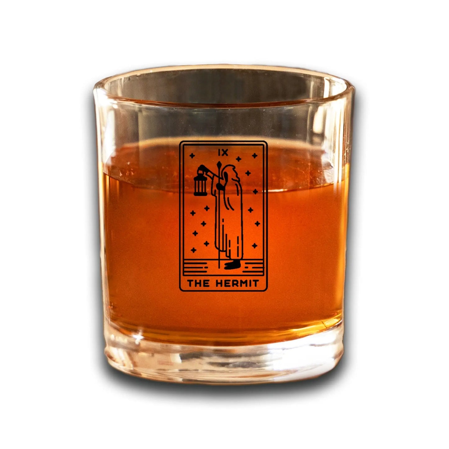 The Hermit Tarot Card Etched Lowball Glass Quadra Marketplace