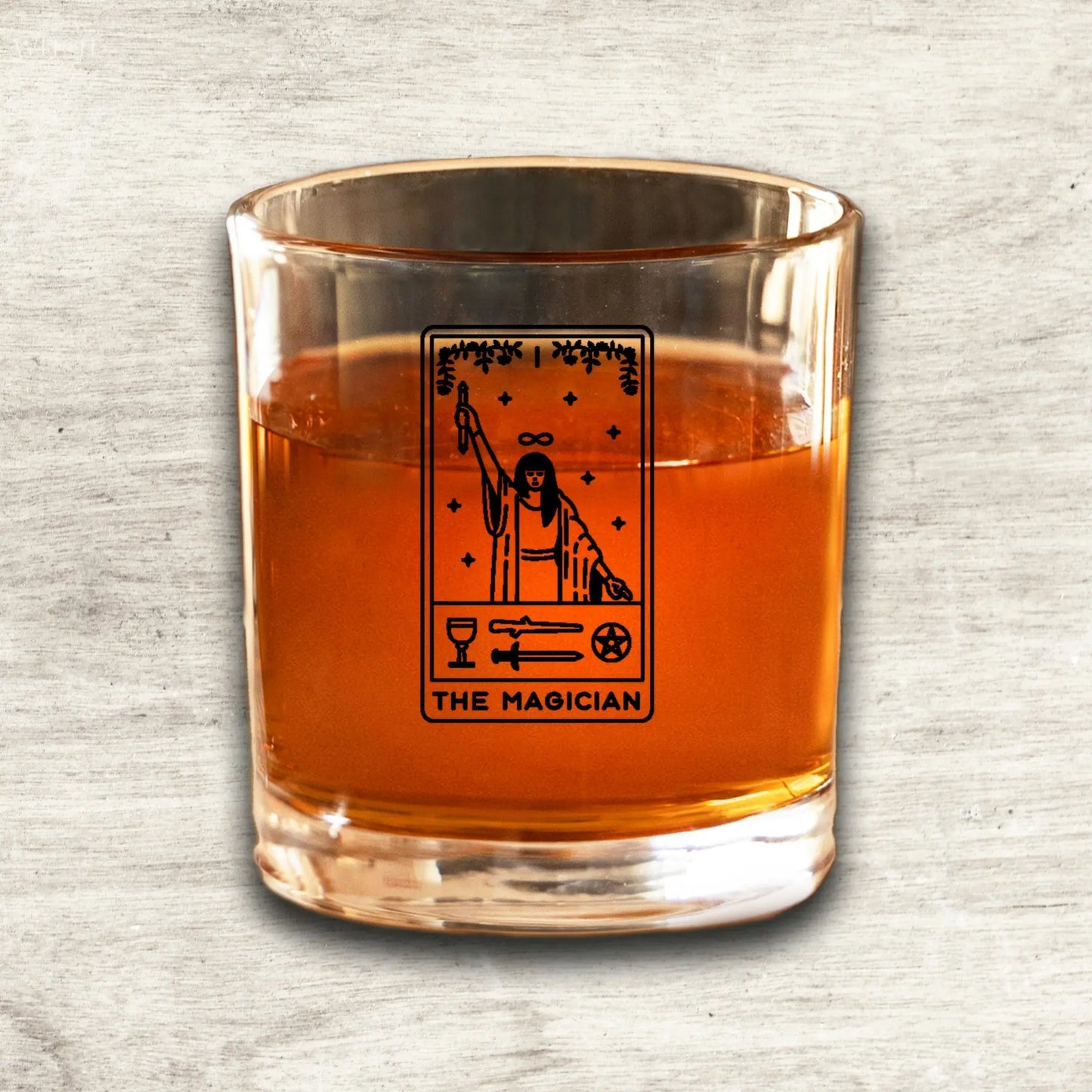 The Magician Tarot Card Etched Lowball Glass Quadra Marketplace