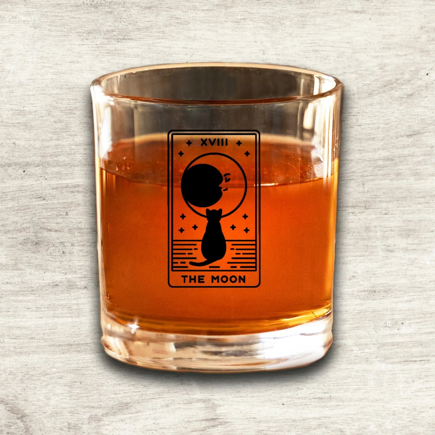 The Moon Tarot Card Etched Lowball Glass Quadra Marketplace