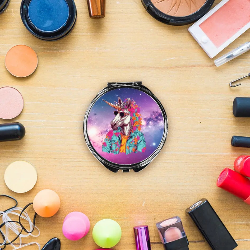 Unicorn Spirit Guide Compact Mirror Round Quadra Marketplace