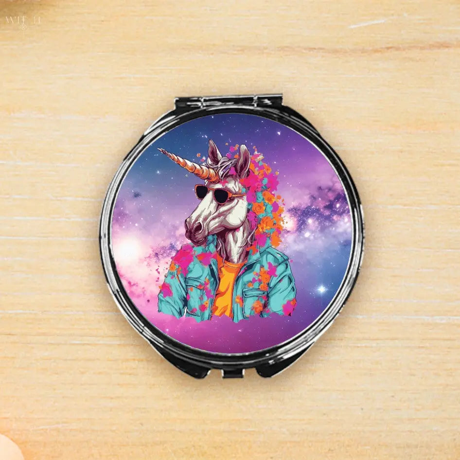 Unicorn Spirit Guide Compact Mirror Round Quadra Marketplace