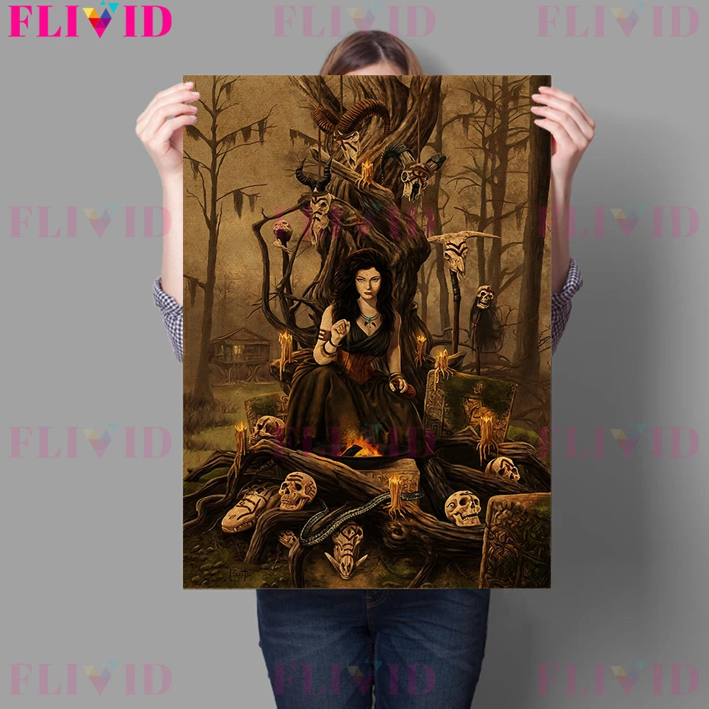 Witch Retro Canvas Art Prints