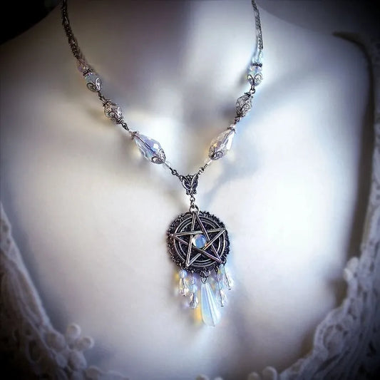 White Pentacle Necklace