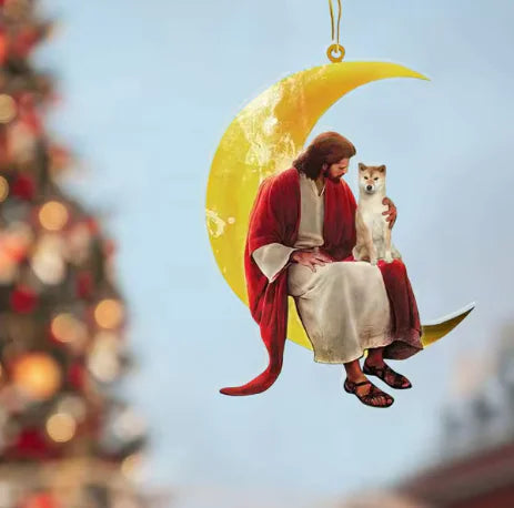 Car Pendant/Christmas ornament Moon Jesus And Dog