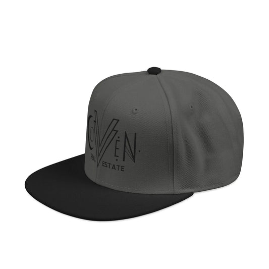 Coven Real Estate Black Logo Embroidered 'Seven Estate' Snapback Hat — Flat Brim Streetwear Cap Printify