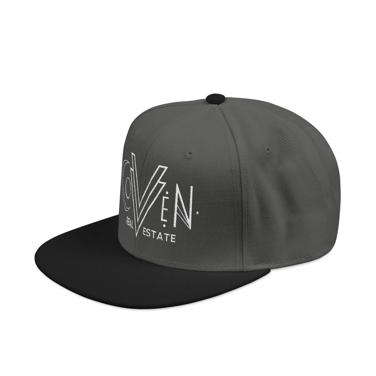 Coven Real Estate Logo Embroidered 'Seven Estate' Snapback Hat — Flat Brim Streetwear Cap Printify