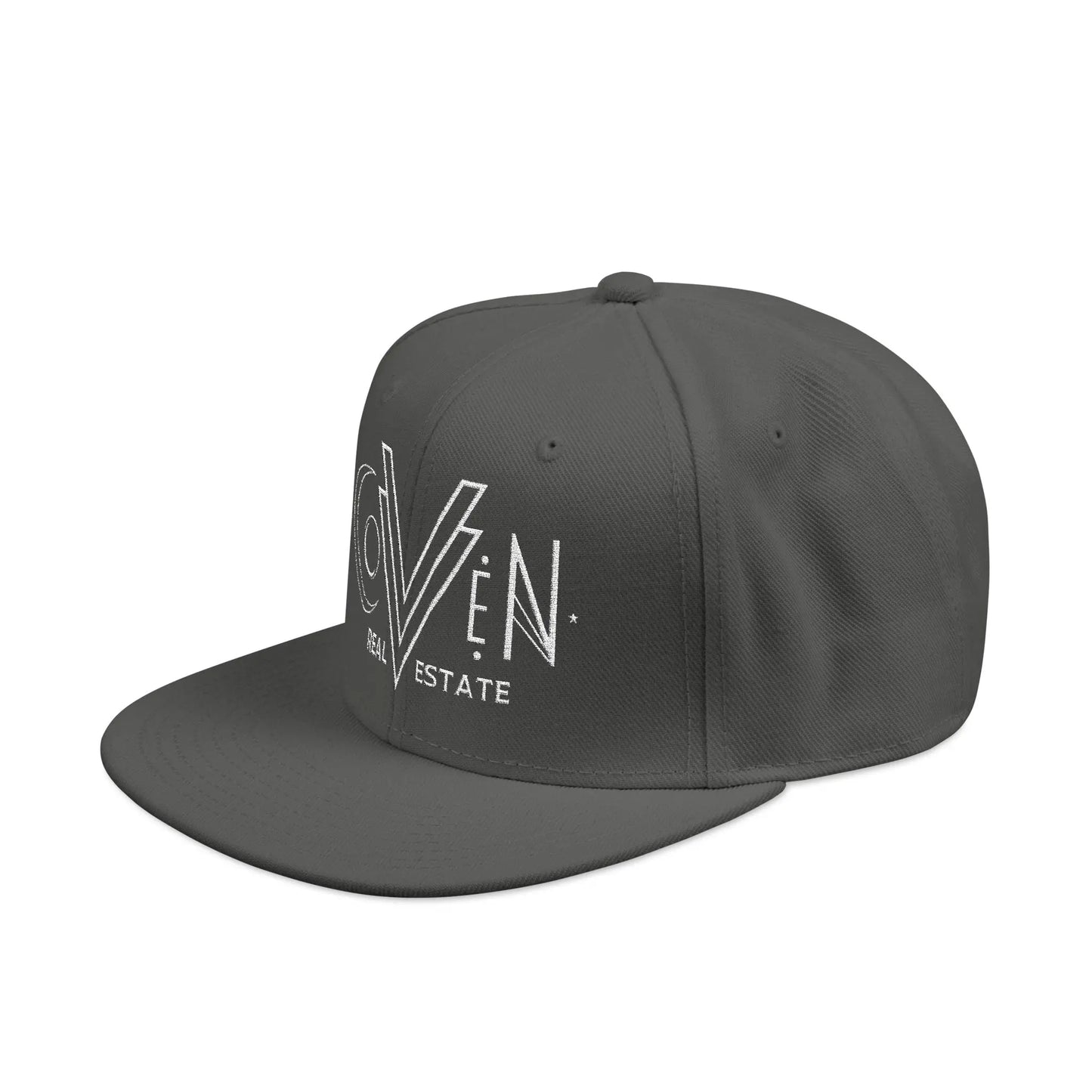 Coven Real Estate Logo Embroidered 'Seven Estate' Snapback Hat — Flat Brim Streetwear Cap Printify
