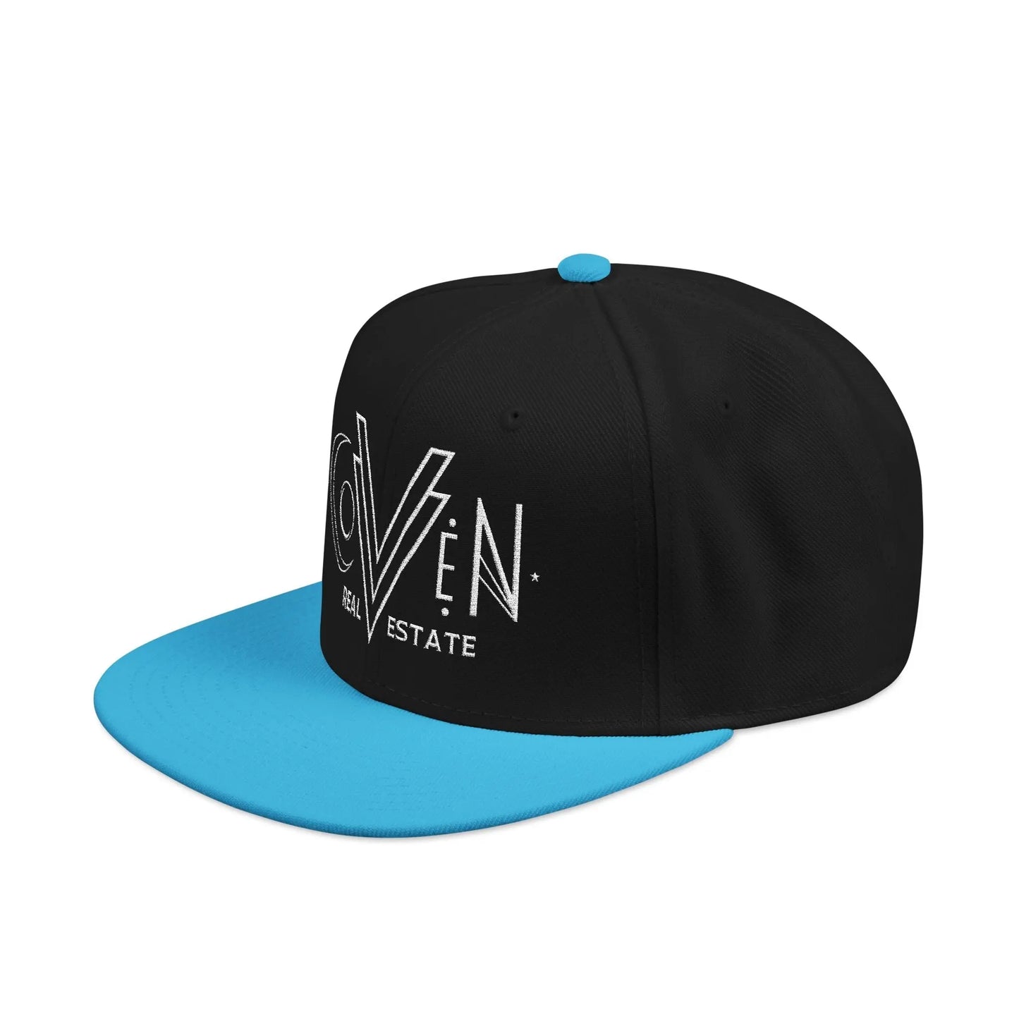 Coven Real Estate Logo Embroidered 'Seven Estate' Snapback Hat — Flat Brim Streetwear Cap Printify
