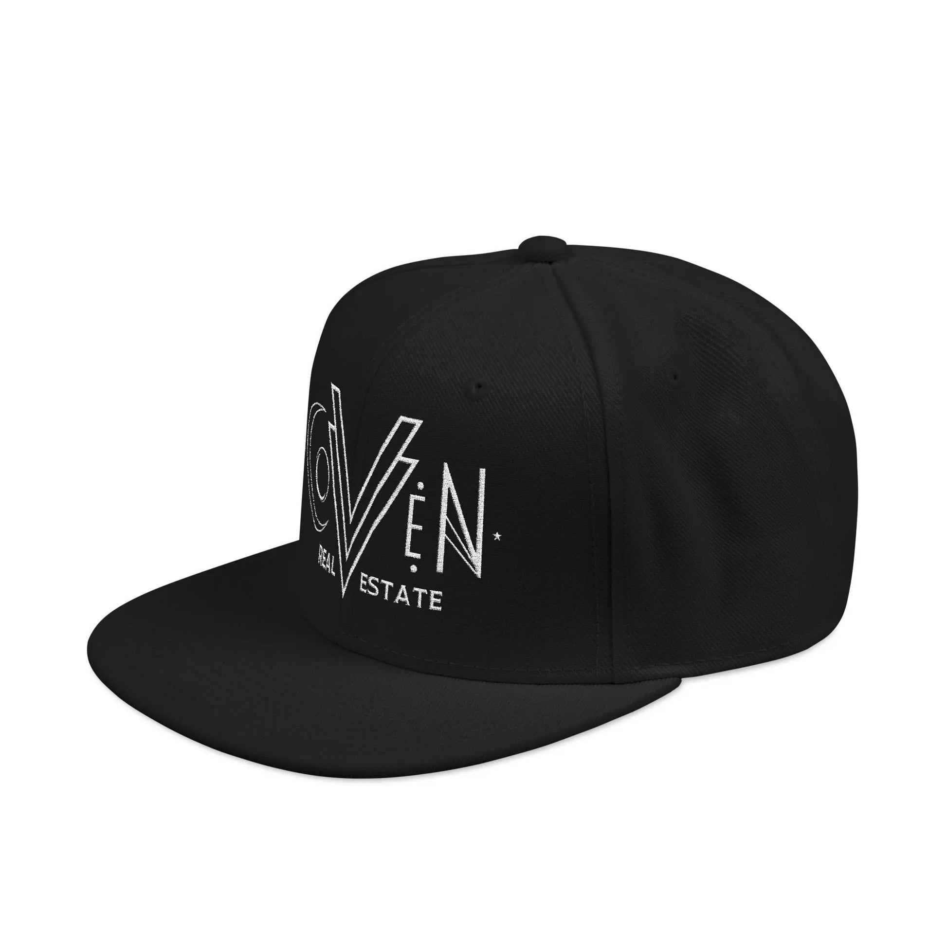 Coven Real Estate Logo Embroidered 'Seven Estate' Snapback Hat — Flat Brim Streetwear Cap Printify