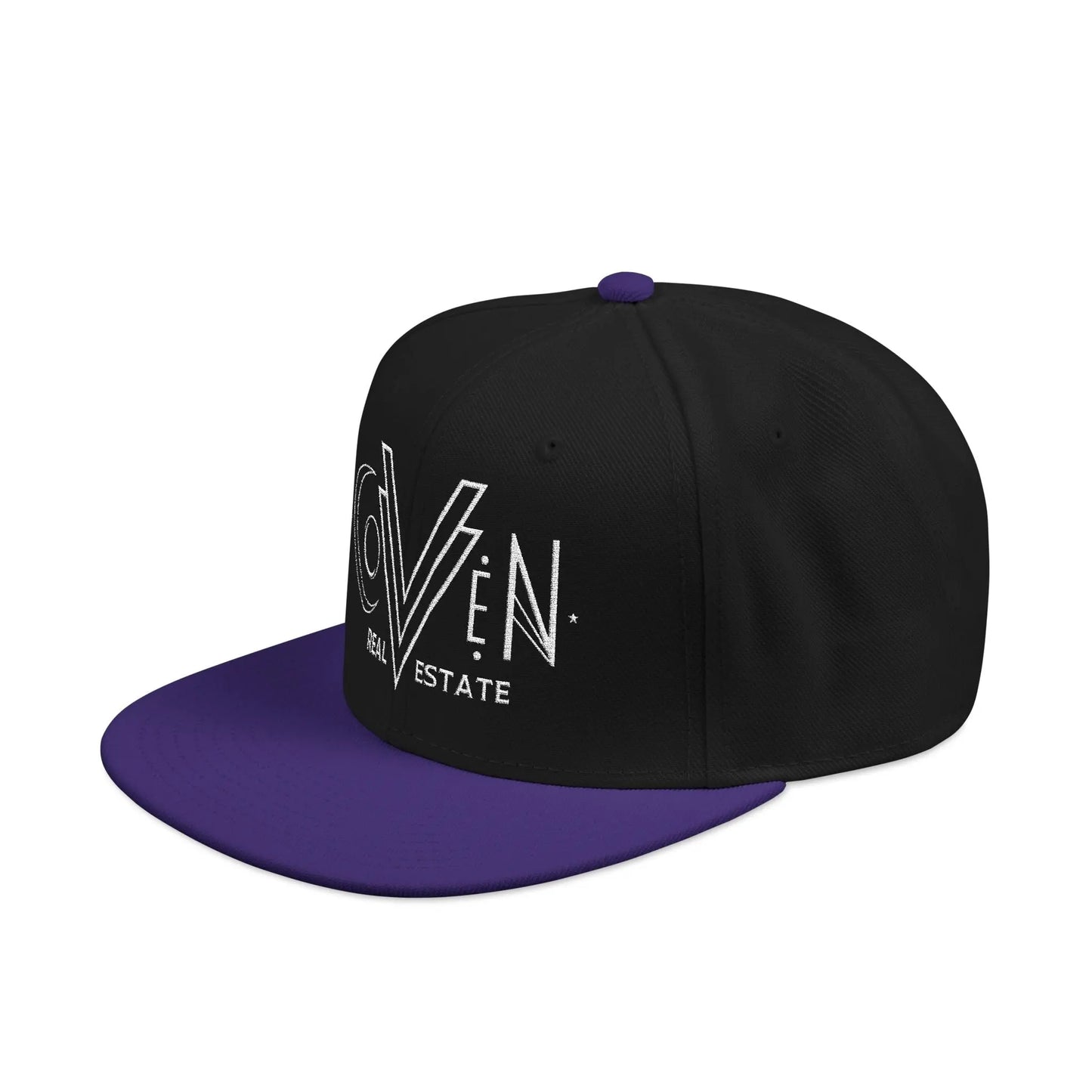 Coven Real Estate Logo Embroidered 'Seven Estate' Snapback Hat — Flat Brim Streetwear Cap Printify