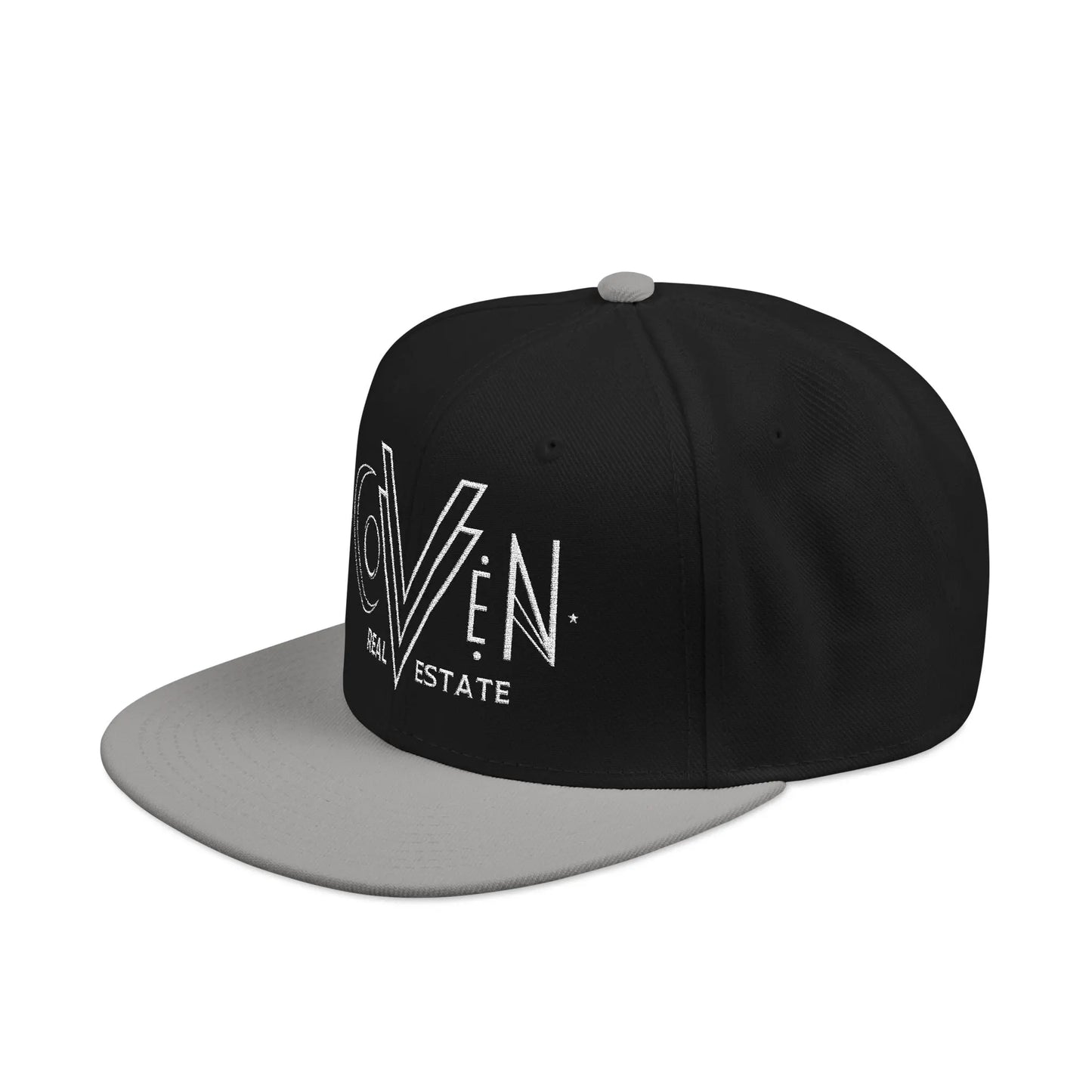 Coven Real Estate Logo Embroidered 'Seven Estate' Snapback Hat — Flat Brim Streetwear Cap Printify