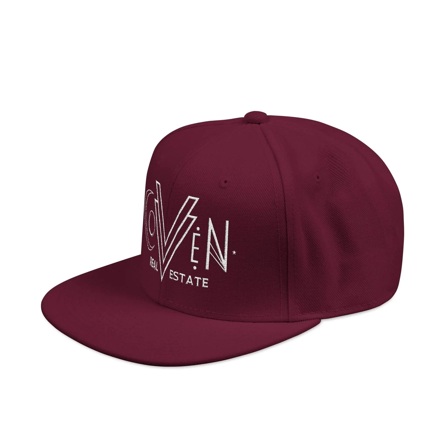 Coven Real Estate Logo Embroidered 'Seven Estate' Snapback Hat — Flat Brim Streetwear Cap Printify