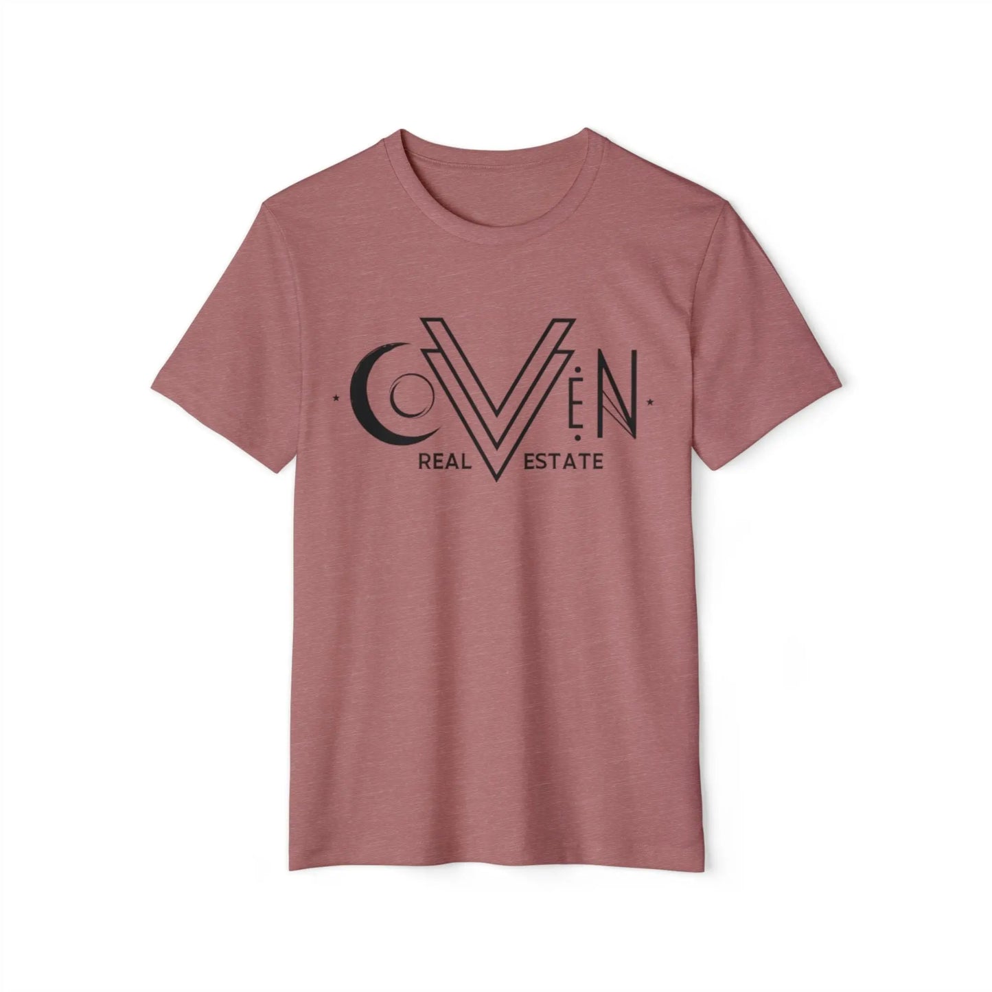 Coven Real Estate T-Shirt — Black Retro Moon Logo Tee Printify