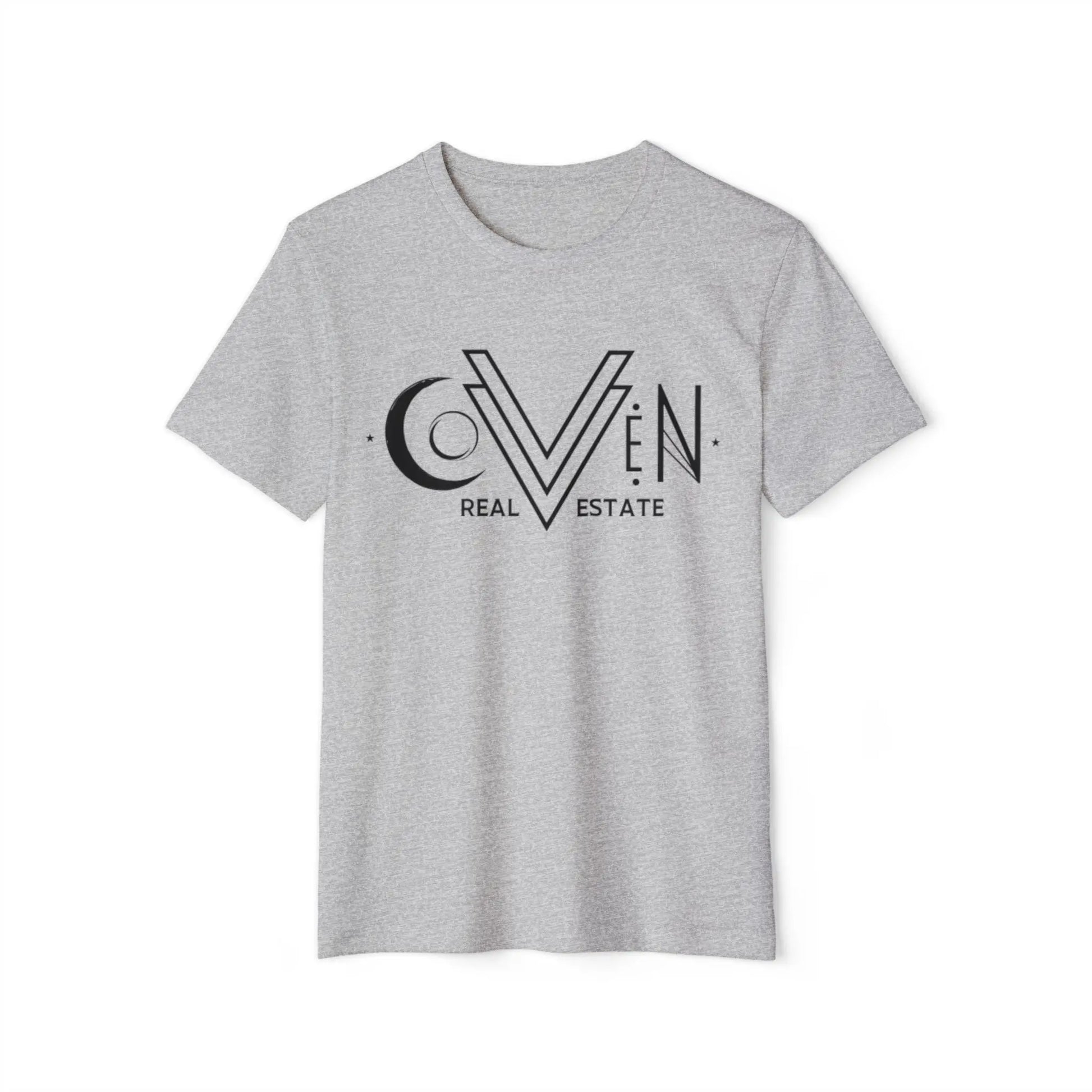Coven Real Estate T-Shirt — Black Retro Moon Logo Tee Printify