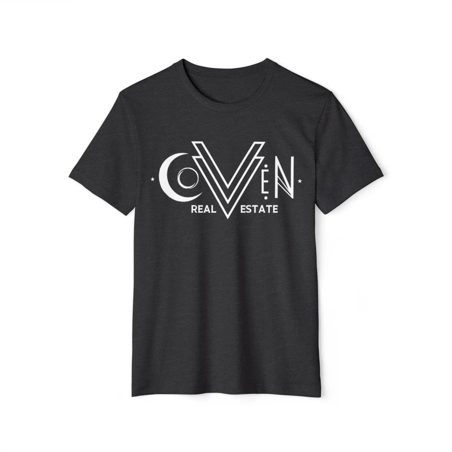 Coven Real Estate T-Shirt — White Retro Moon Logo Tee Printify