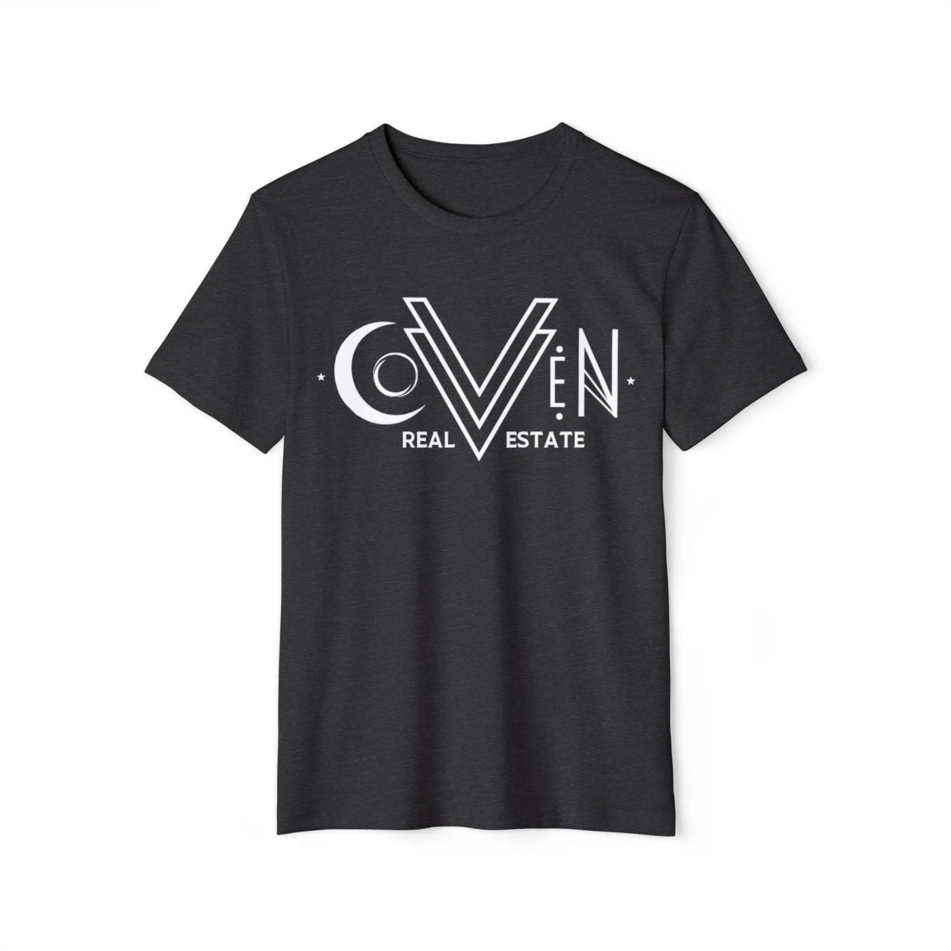 Coven Real Estate T-Shirt — White Retro Moon Logo Tee Printify