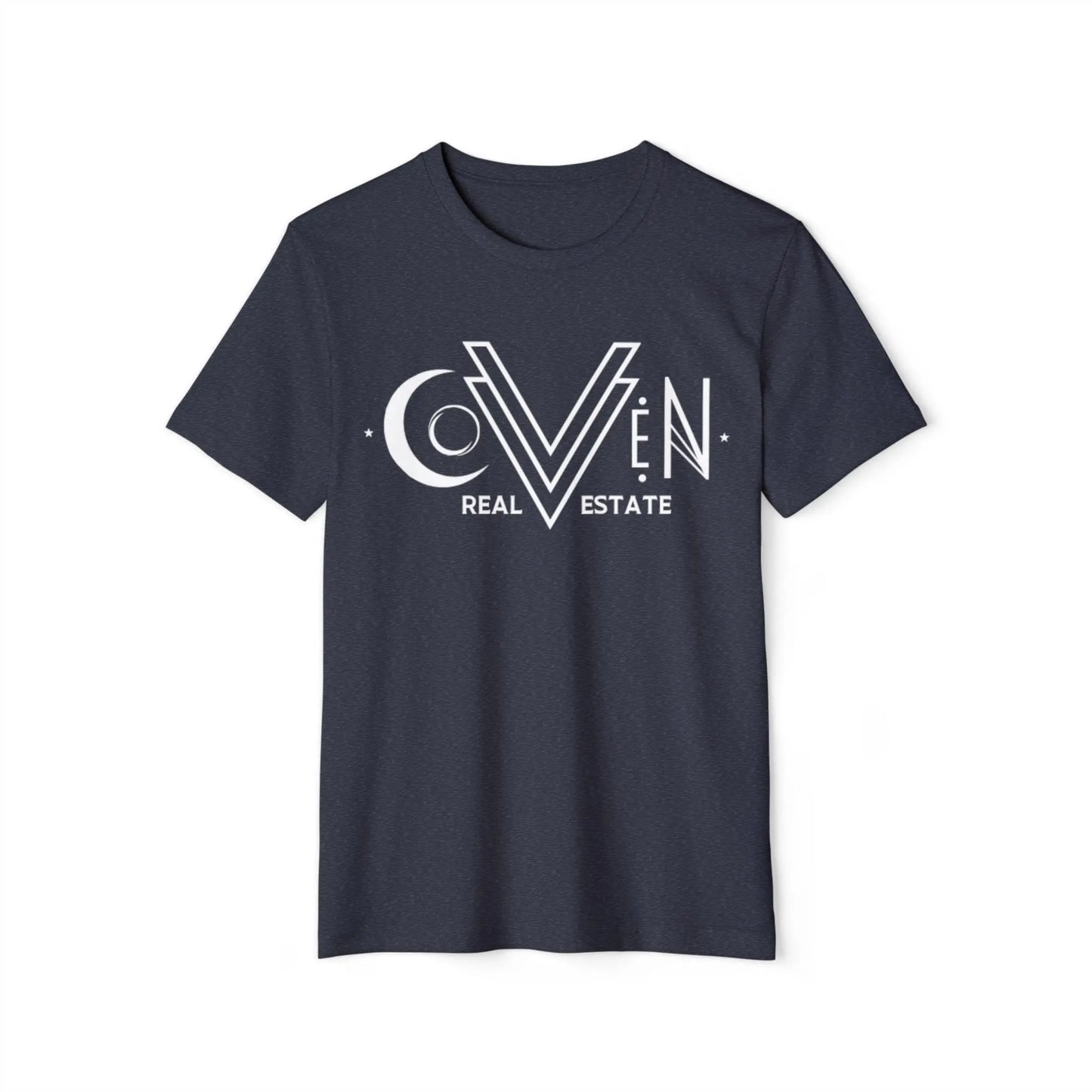 Coven Real Estate T-Shirt — White Retro Moon Logo Tee Printify