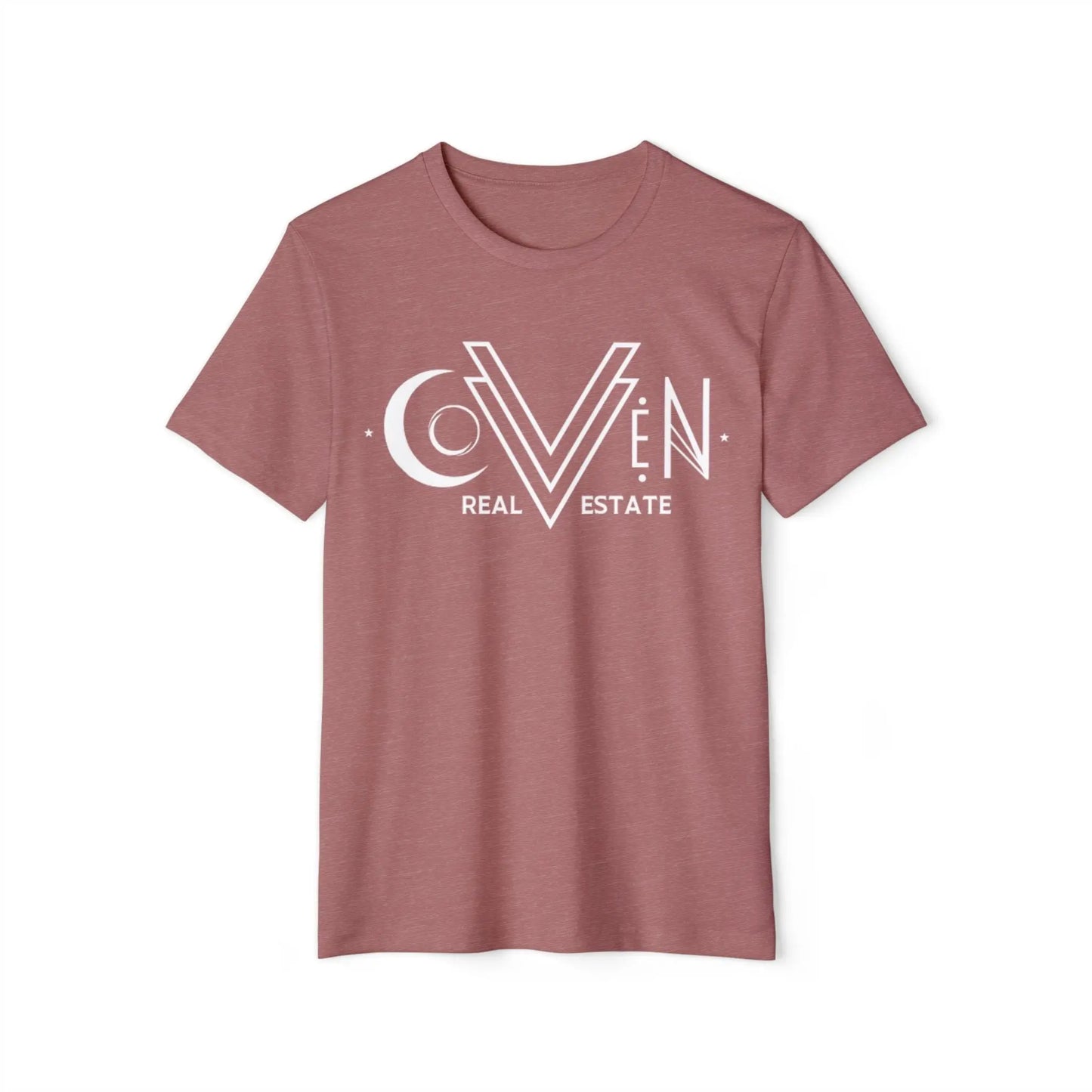 Coven Real Estate T-Shirt — White Retro Moon Logo Tee Printify