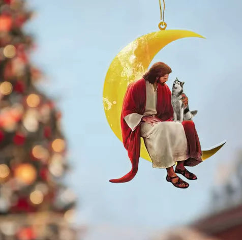 Car Pendant/Christmas ornament Moon Jesus And Dog