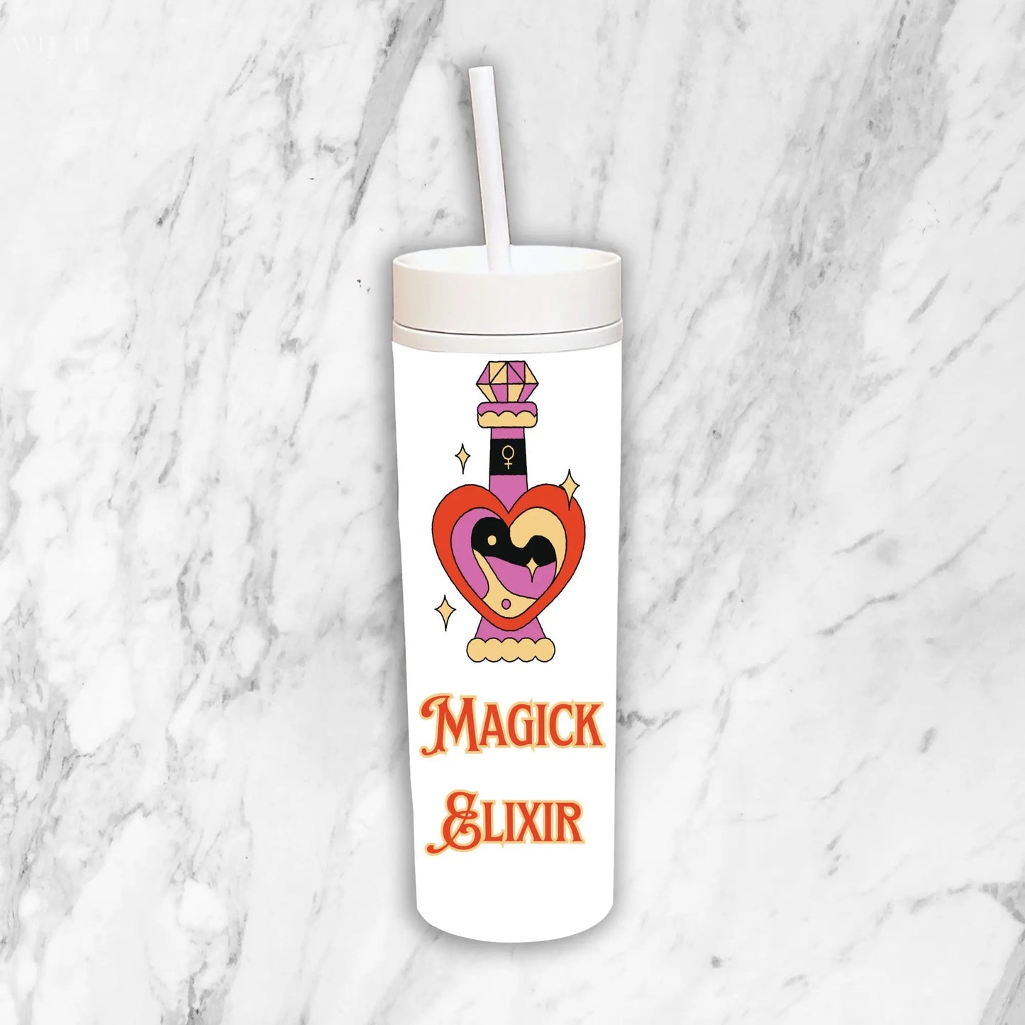 Magick Elixir Skinny White Tumbler Quadra Marketplace