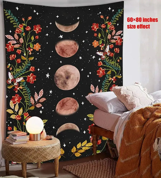 Psychedelic Moon Starry Tapestry Witchy Things