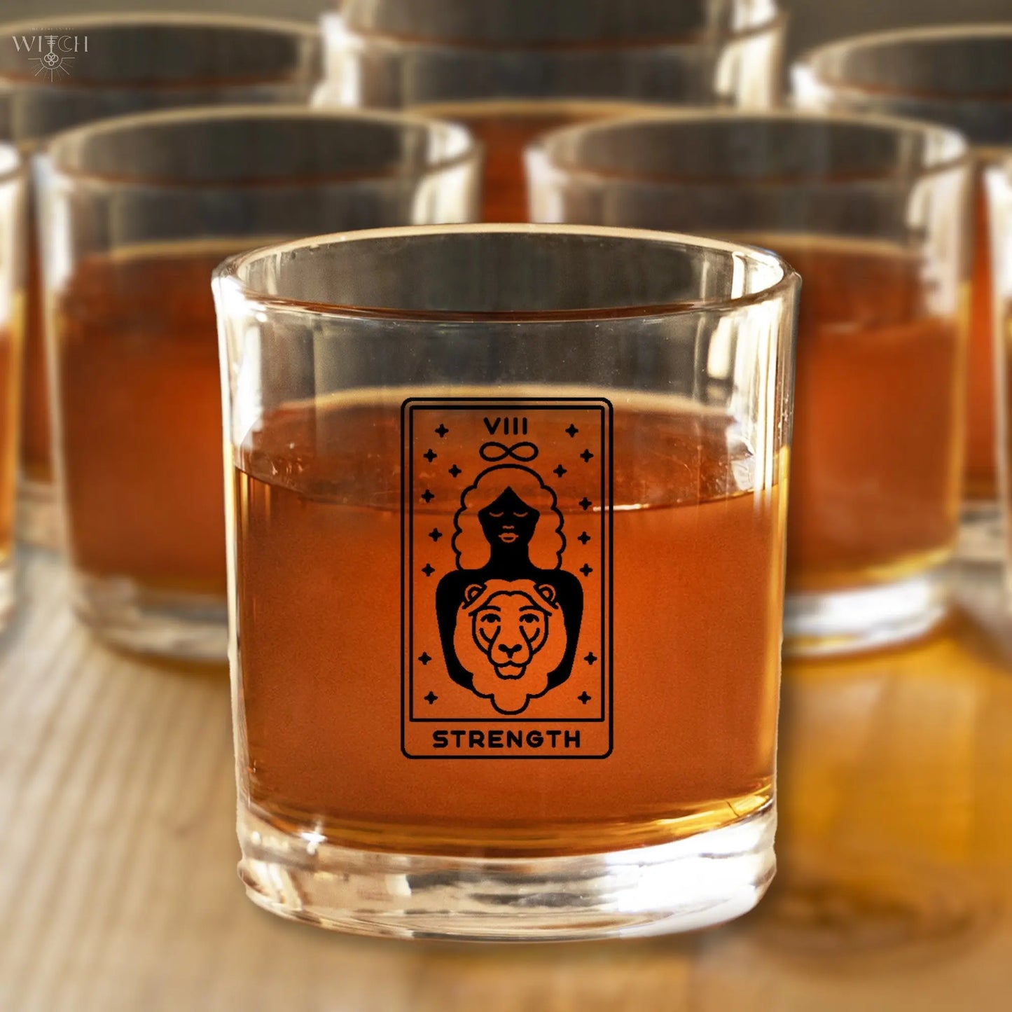 Strength Tarot Card Etched Lowball Glass Quadra Marketplace