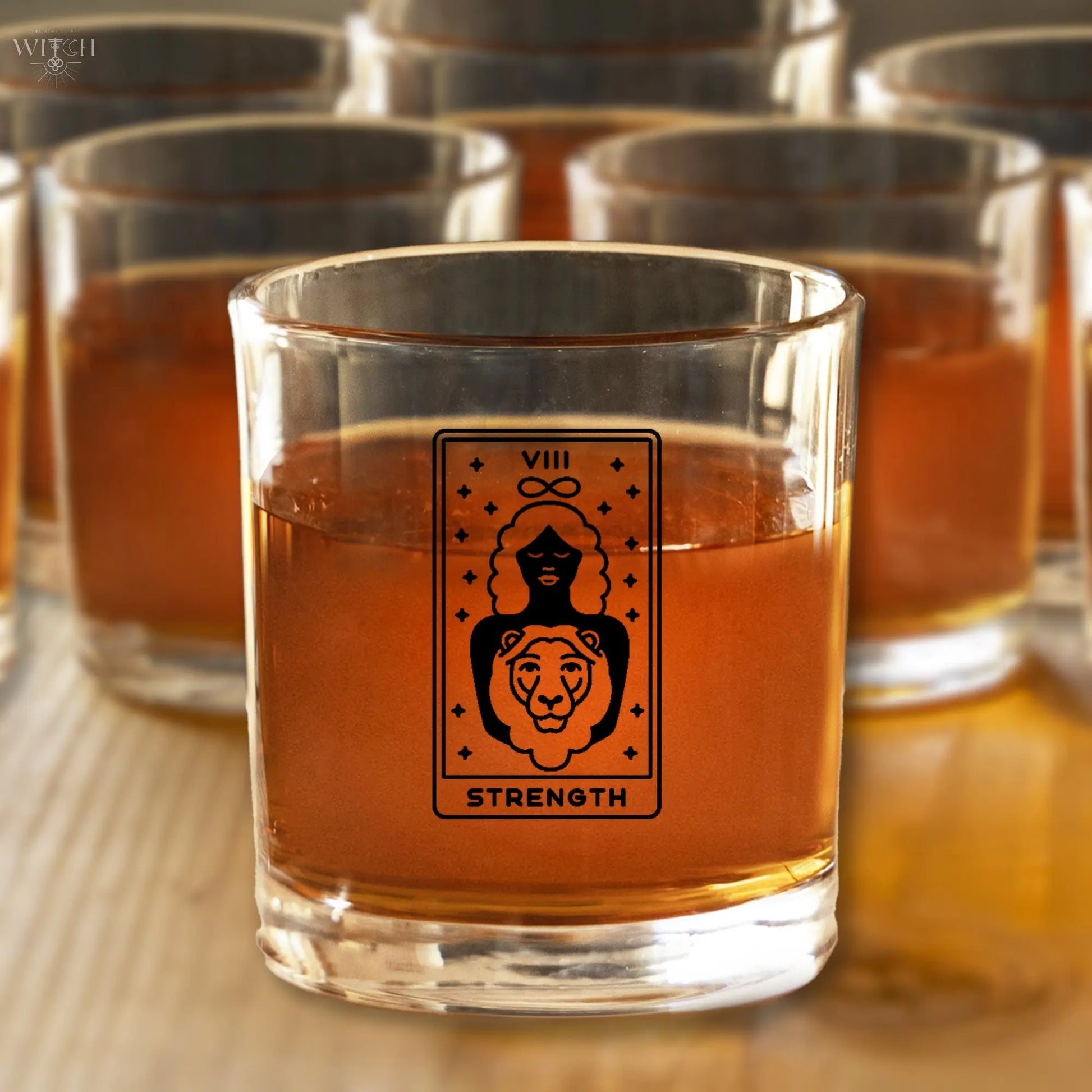 Strength Tarot Card Etched Lowball Glass Quadra Marketplace
