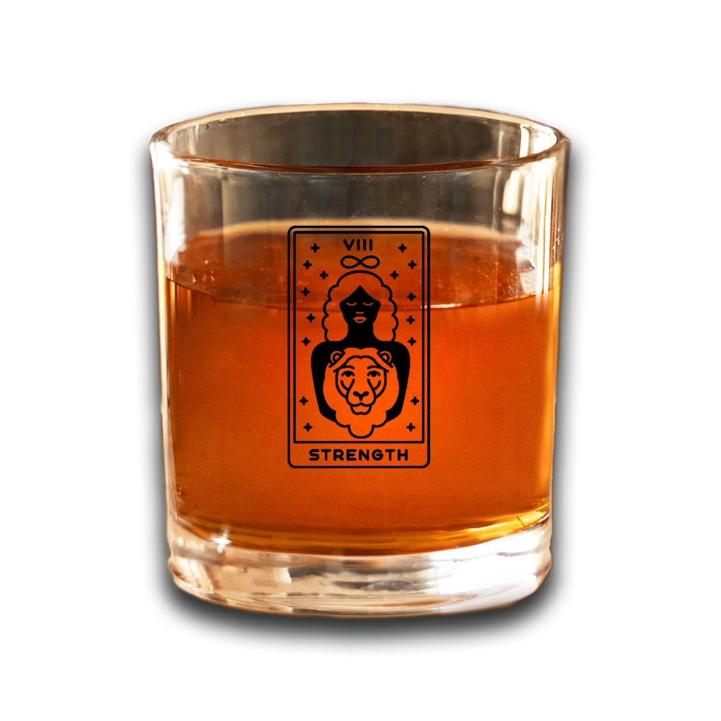 Strength Tarot Card Etched Lowball Glass Quadra Marketplace