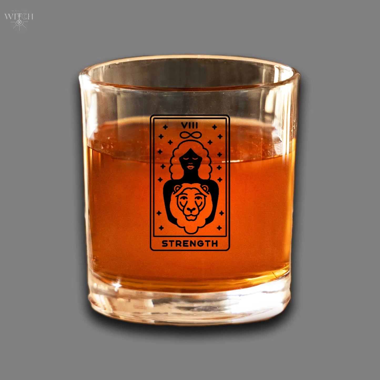 Strength Tarot Card Etched Lowball Glass Quadra Marketplace