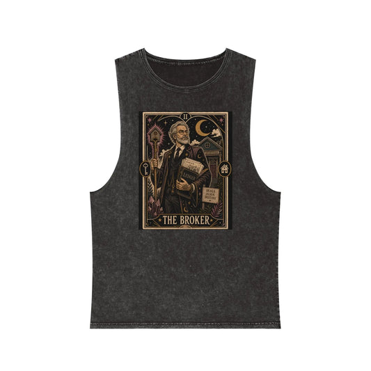 The Broker Tarot Card Stonewashed Tank Printify