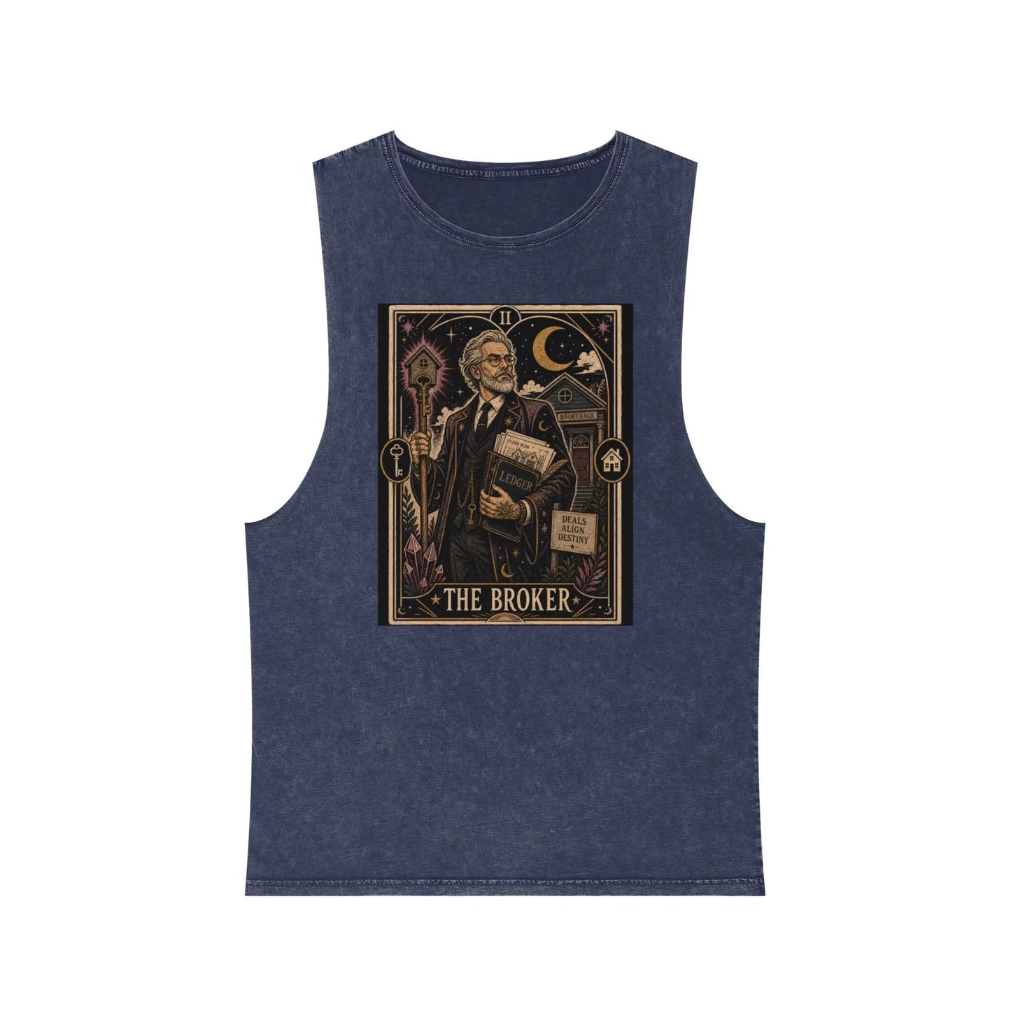 The Broker Tarot Card Stonewashed Tank Printify