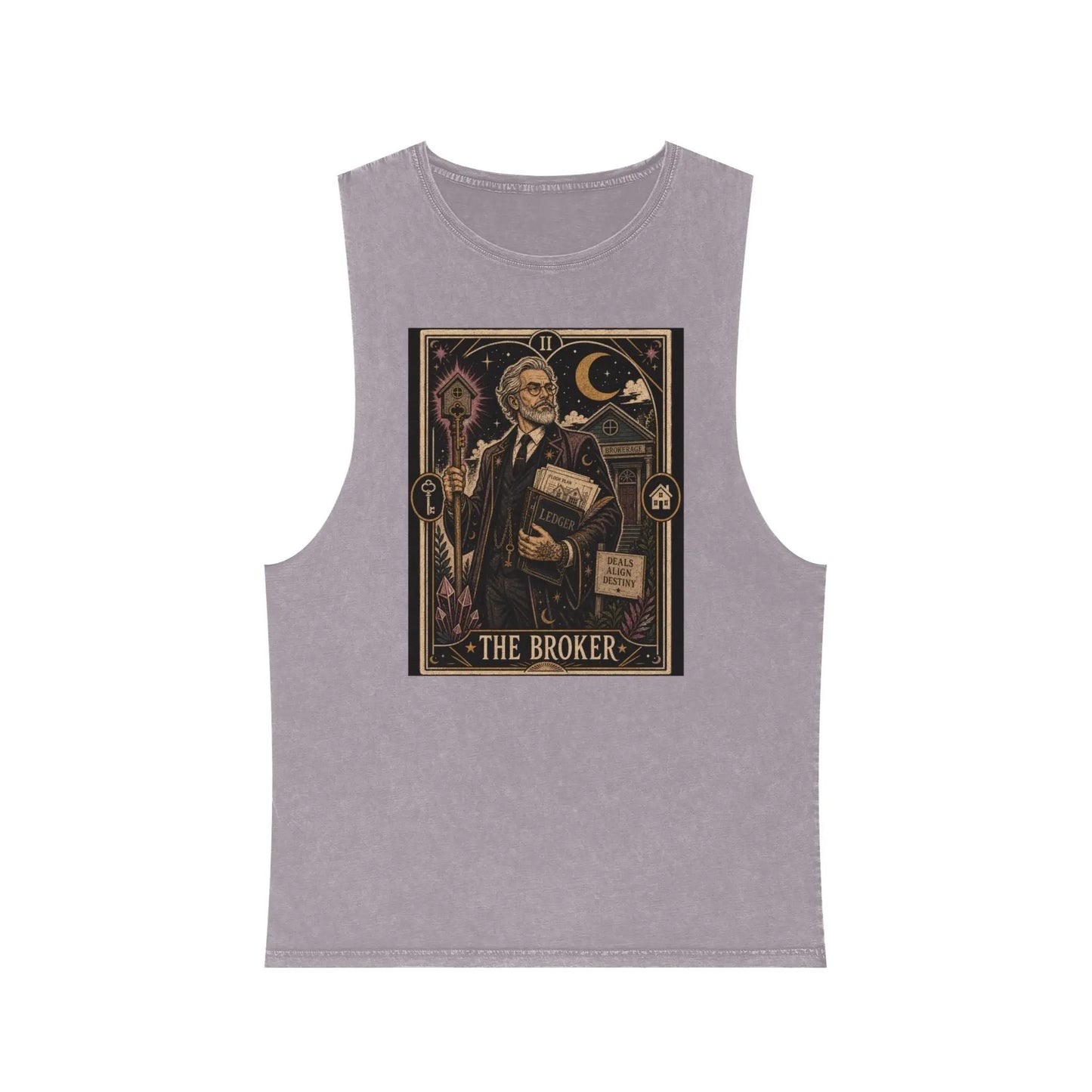 The Broker Tarot Card Stonewashed Tank Printify