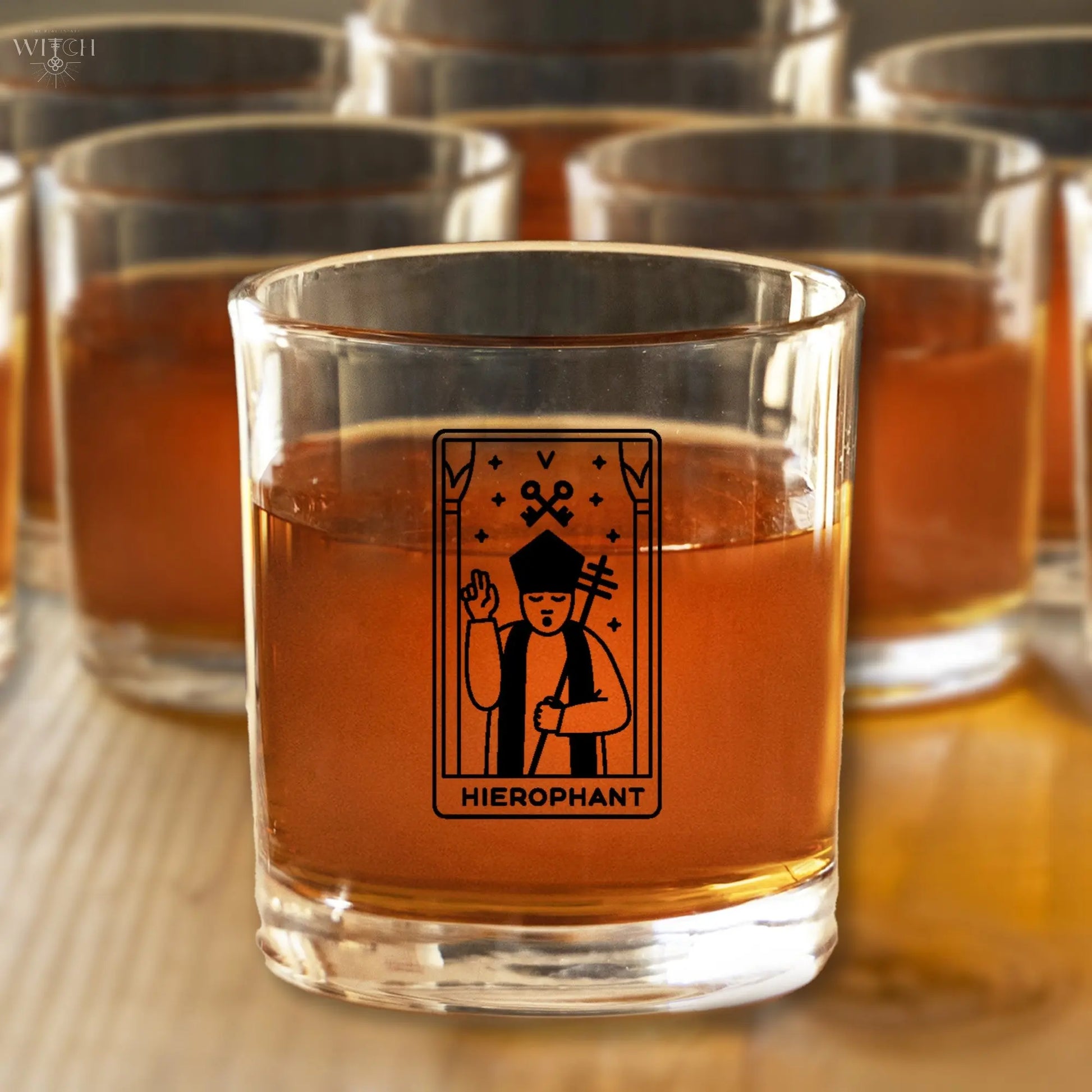 The Hierophant Tarot Card Etched Lowball Glass Quadra Marketplace