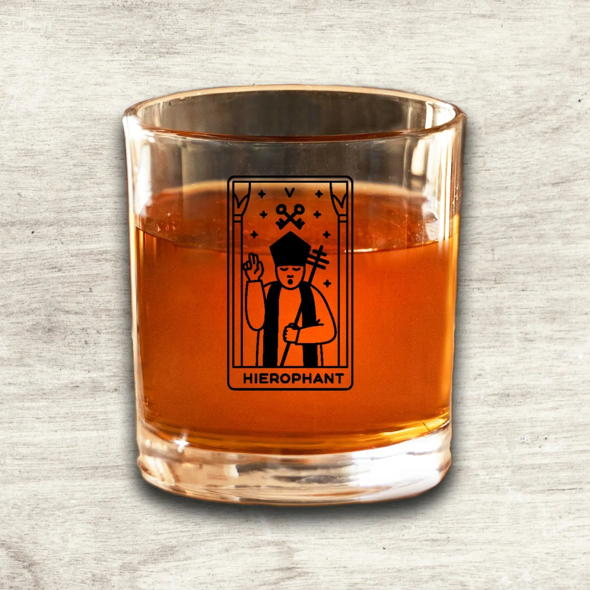 The Hierophant Tarot Card Etched Lowball Glass Quadra Marketplace