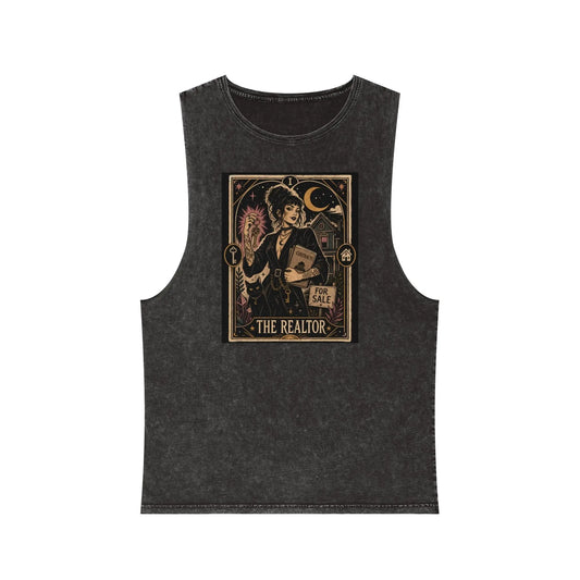 The Realtor Tarot Card Graphic Tank Top — Vintage Occult Real Estate Design Printify