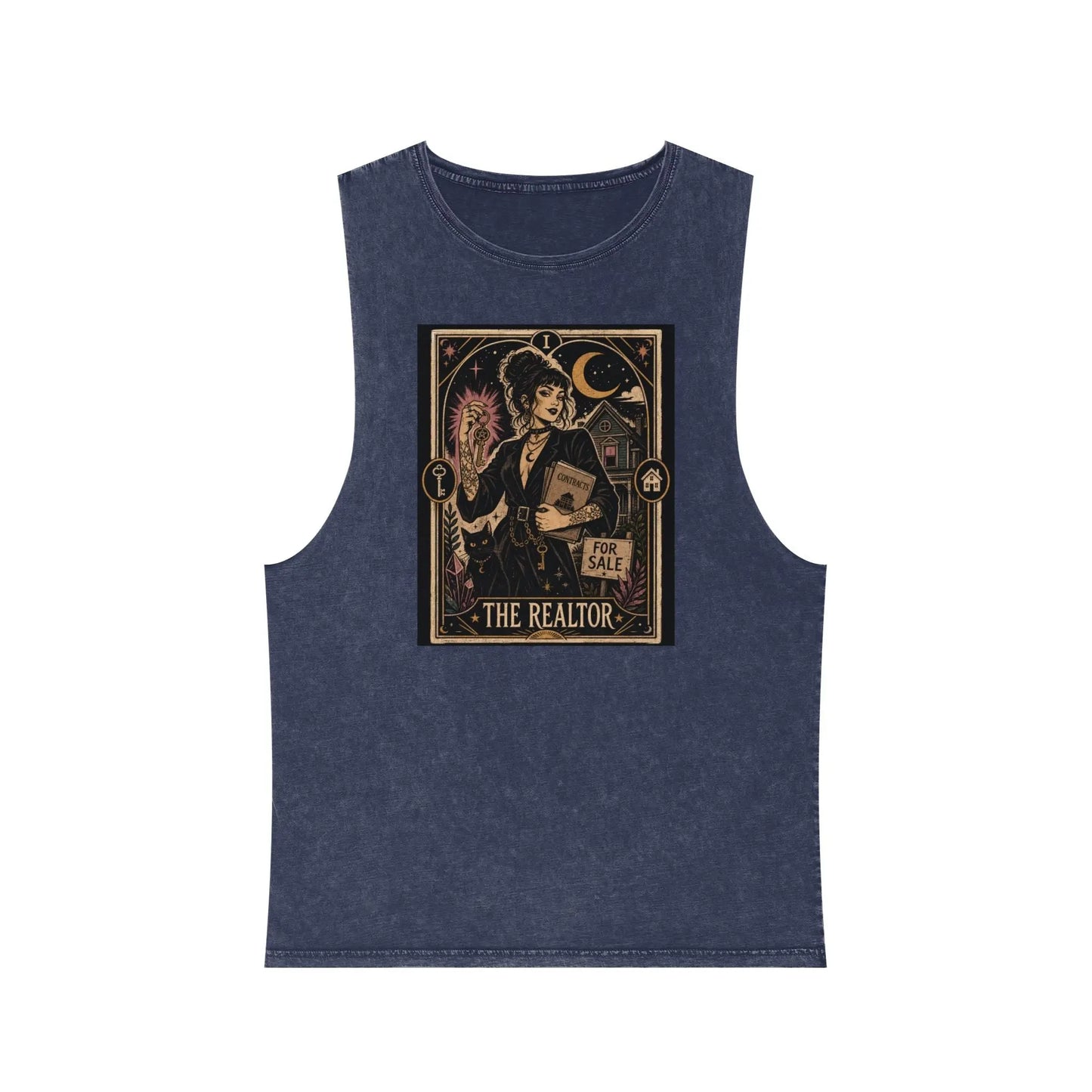The Realtor Tarot Card Graphic Tank Top — Vintage Occult Real Estate Design Printify