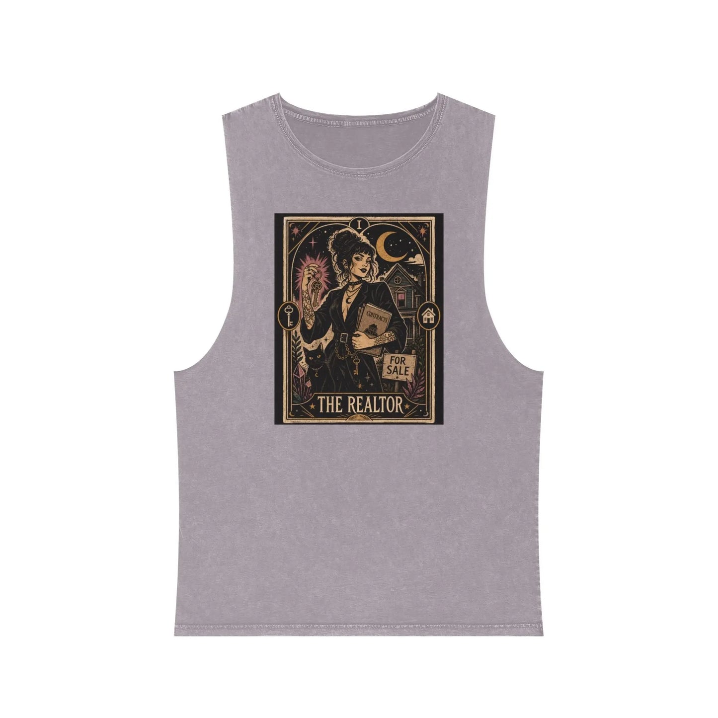The Realtor Tarot Card Graphic Tank Top — Vintage Occult Real Estate Design Printify