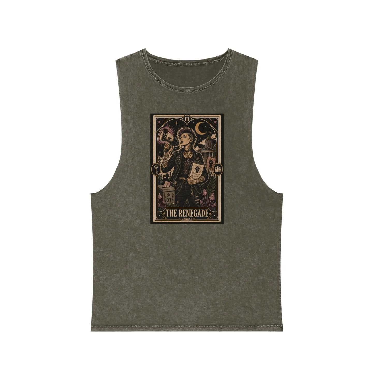 The Renegade Tarot Card Stonewashed Tank Printify
