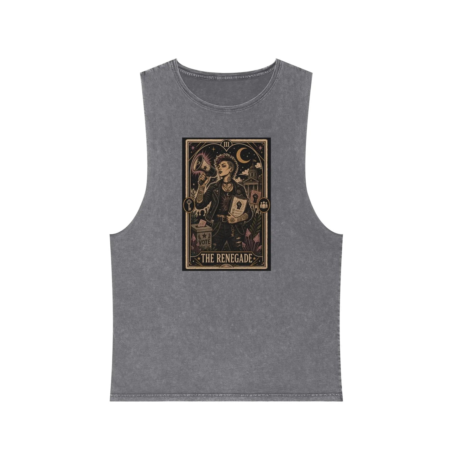 The Renegade Tarot Card Stonewashed Tank Printify