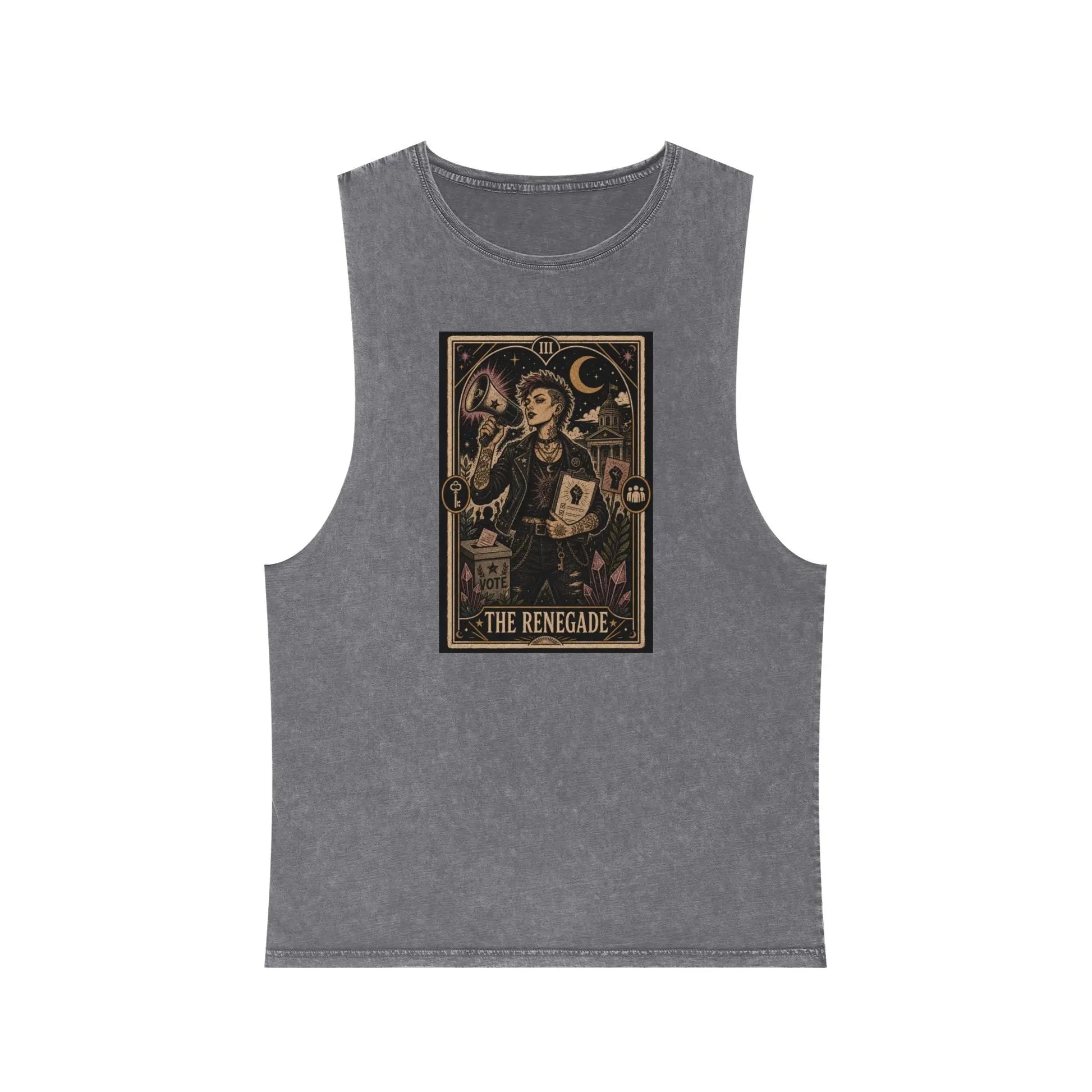 The Renegade Tarot Card Stonewashed Tank Printify