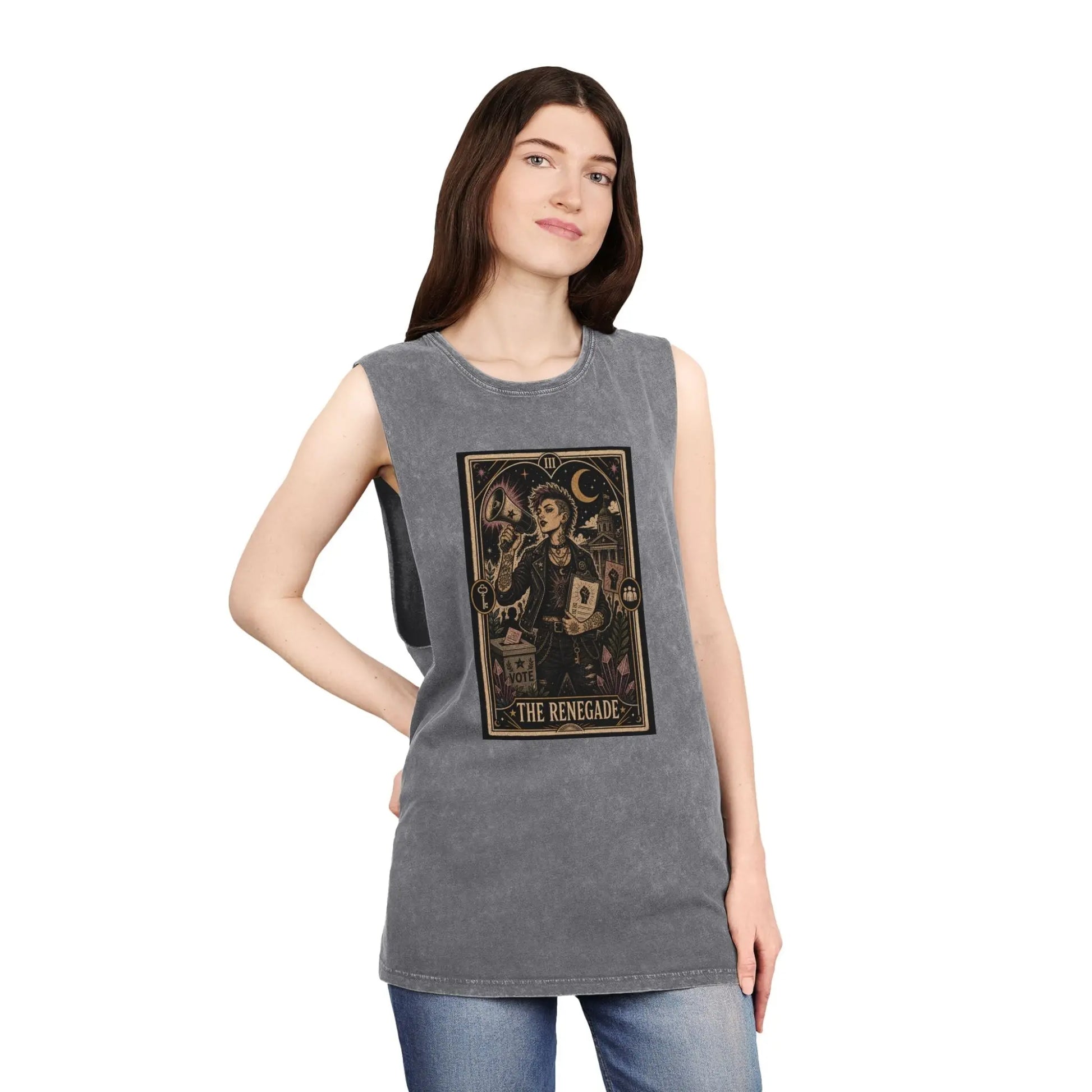 The Renegade Tarot Card Stonewashed Tank Printify