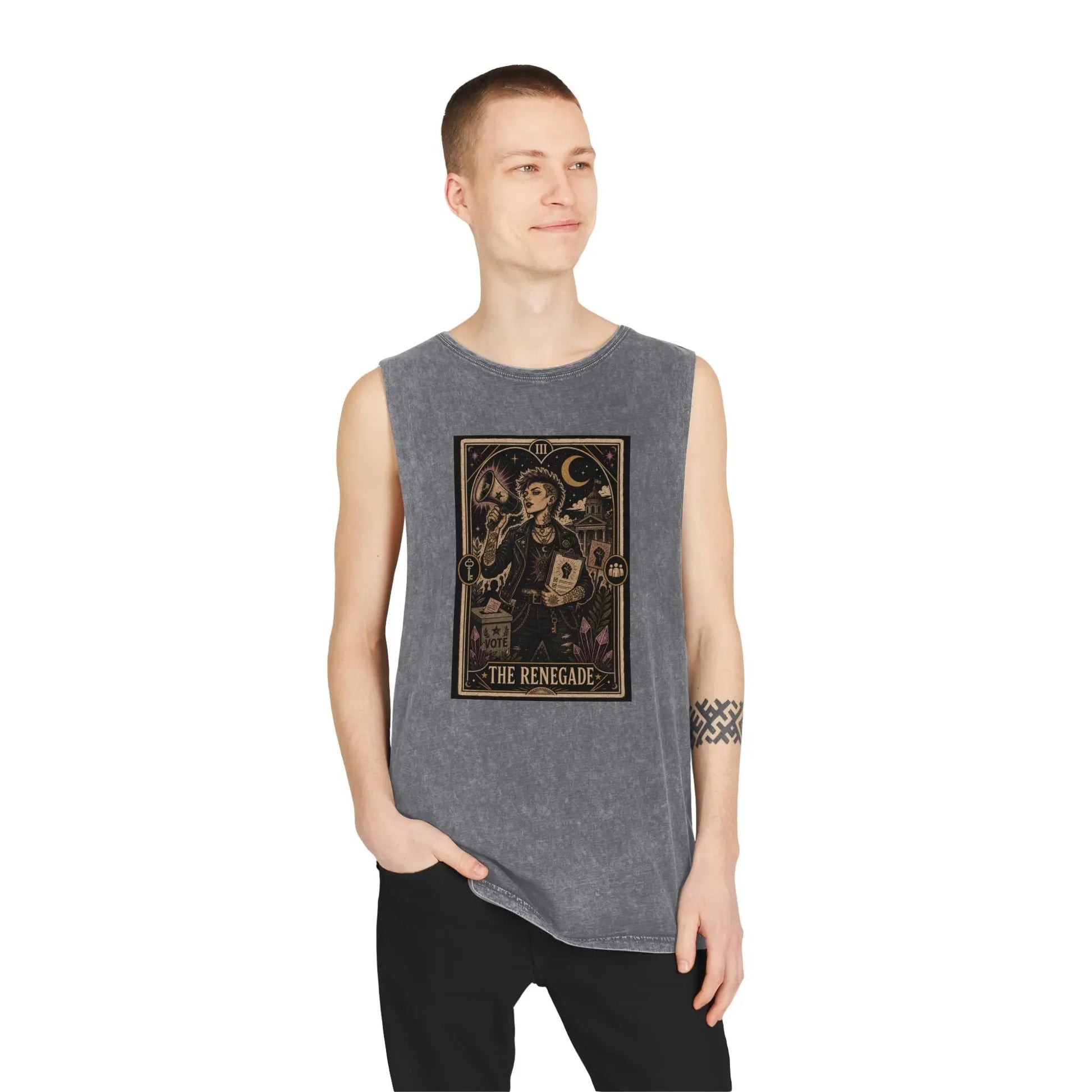 The Renegade Tarot Card Stonewashed Tank Printify