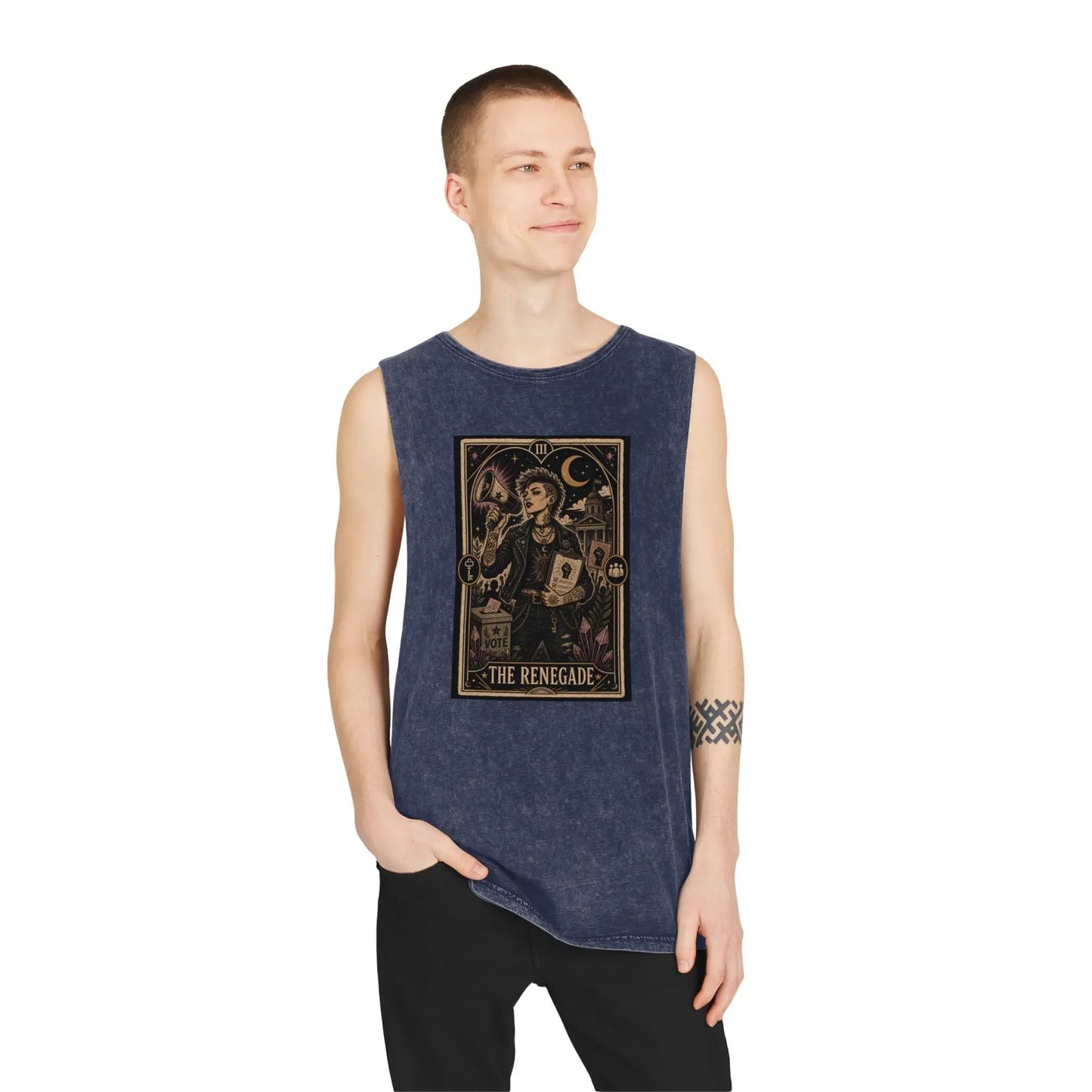 The Renegade Tarot Card Stonewashed Tank Printify